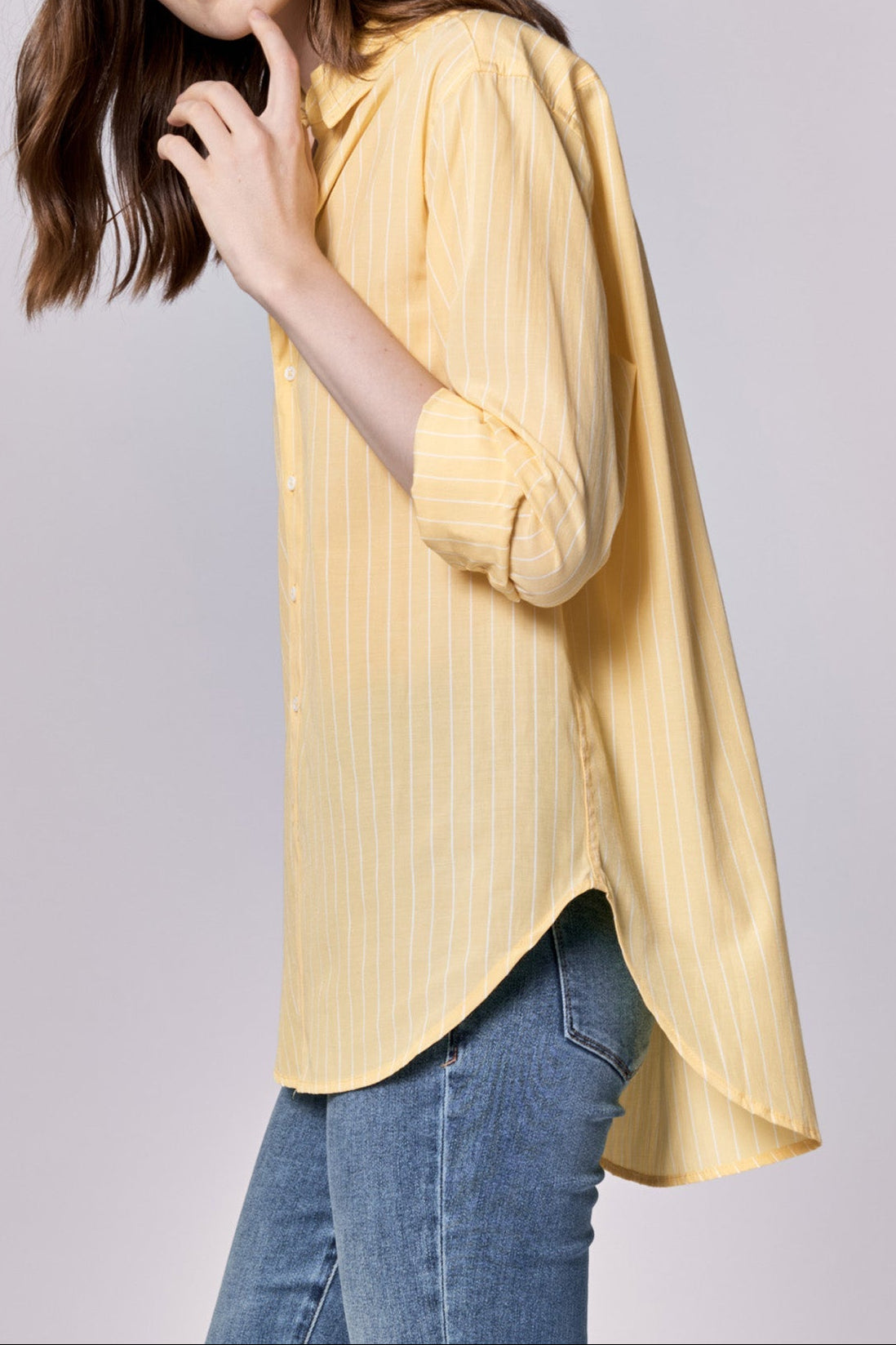 lolita-button-up-long-sleeve-boyfriend-fit-shirt-pale-banana — Dear John Denim