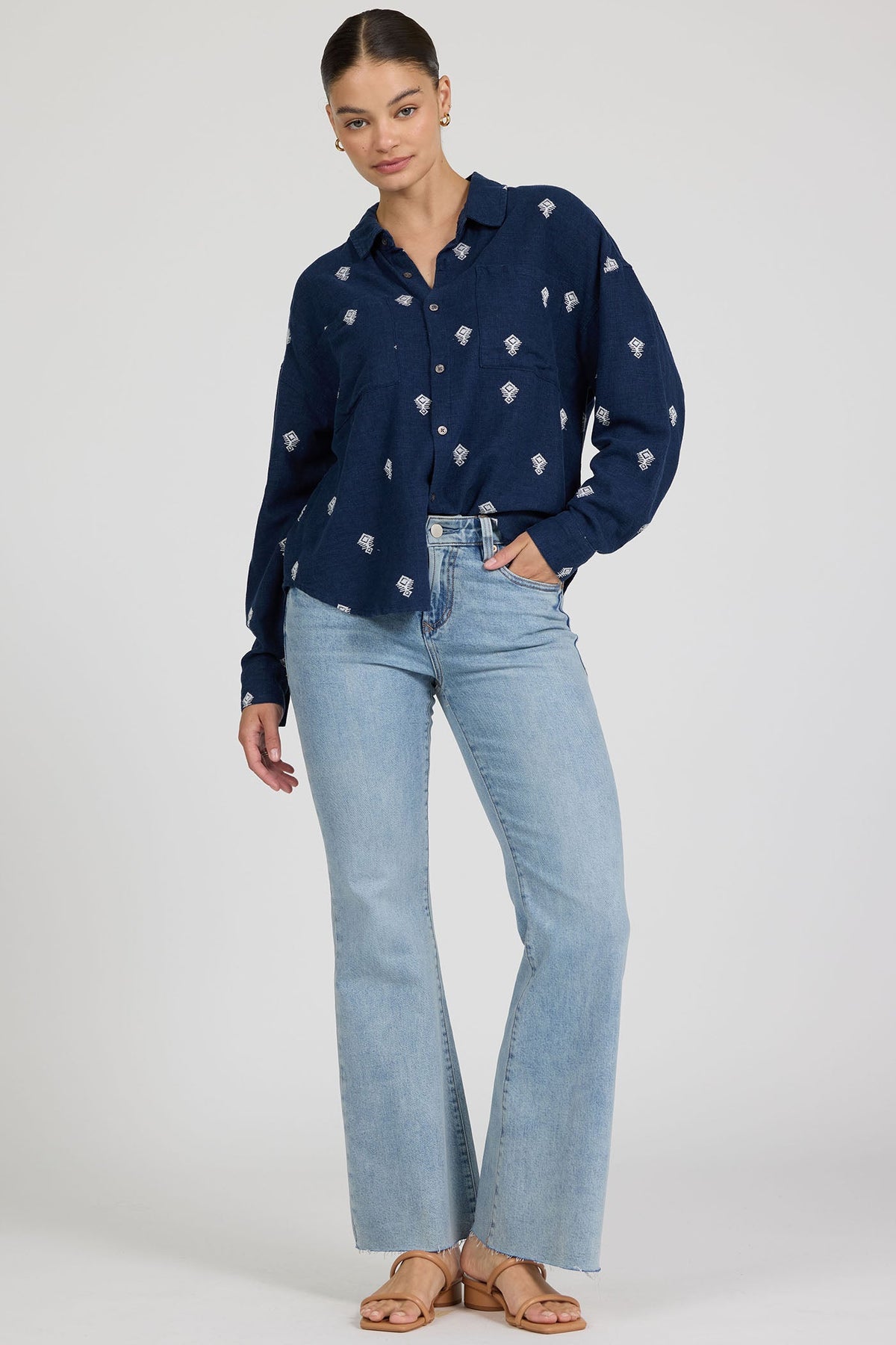 NAVY RAMA EMB-DSH1423L1NRE-2 — Dear John Denim