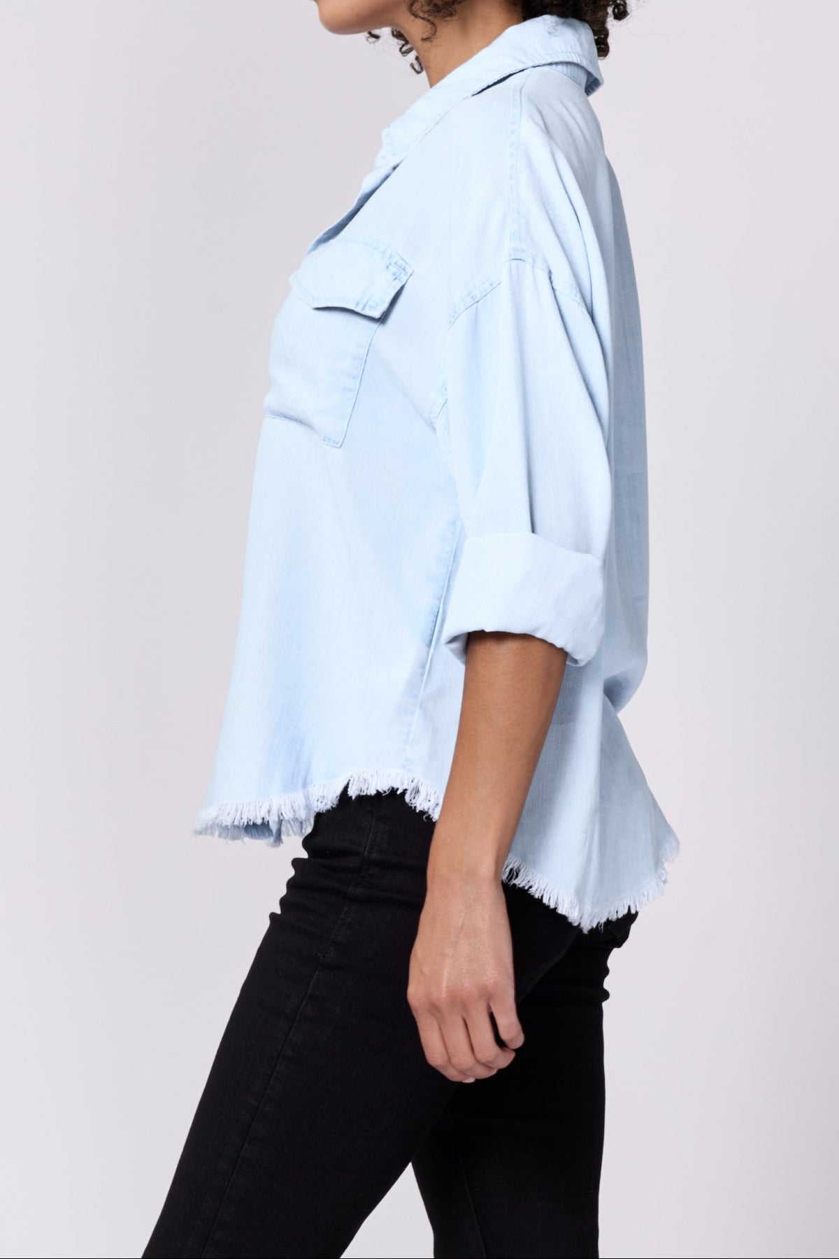 adrianna-button-up-long-sleeve-boxy-shirt-carolina-blue — Dear John Denim