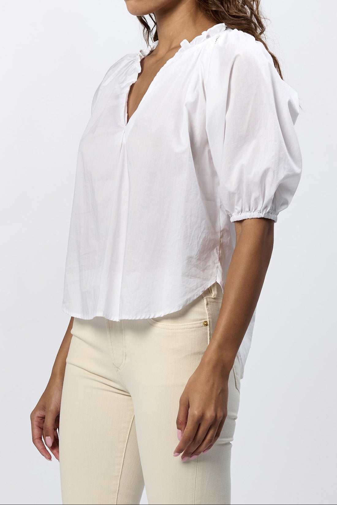 costa-button-up-long-sleeve-relaxed-fit-blouse-white — Dear John Denim