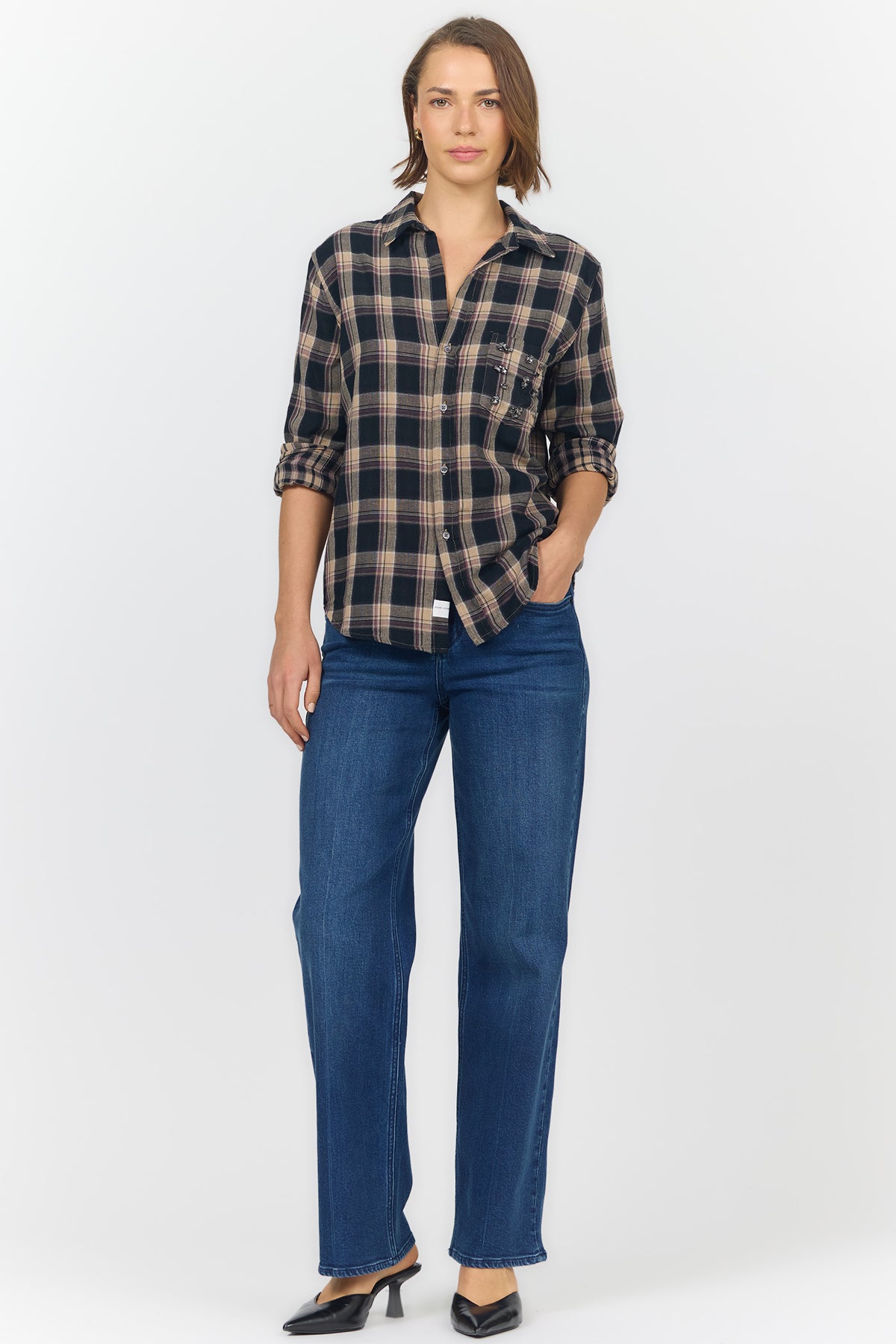 GALINA LONG SLEEVE SHIRTS MIDNIGHT ECLIPSE PLAID FULL — Dear John Denim