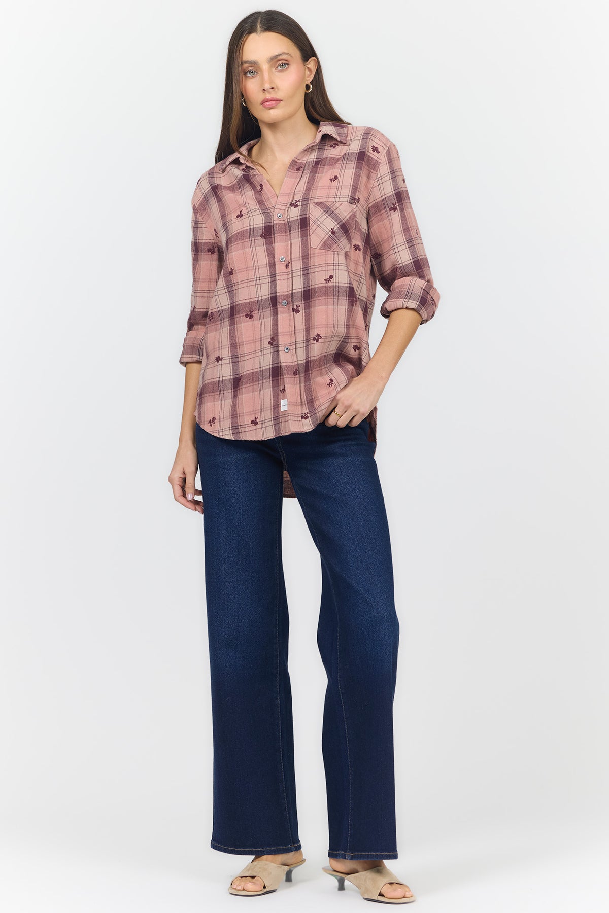 GALINA V NECK LONG SLEEVE SHIRTS ROSEBURY PLAID FULL — Dear John Denim