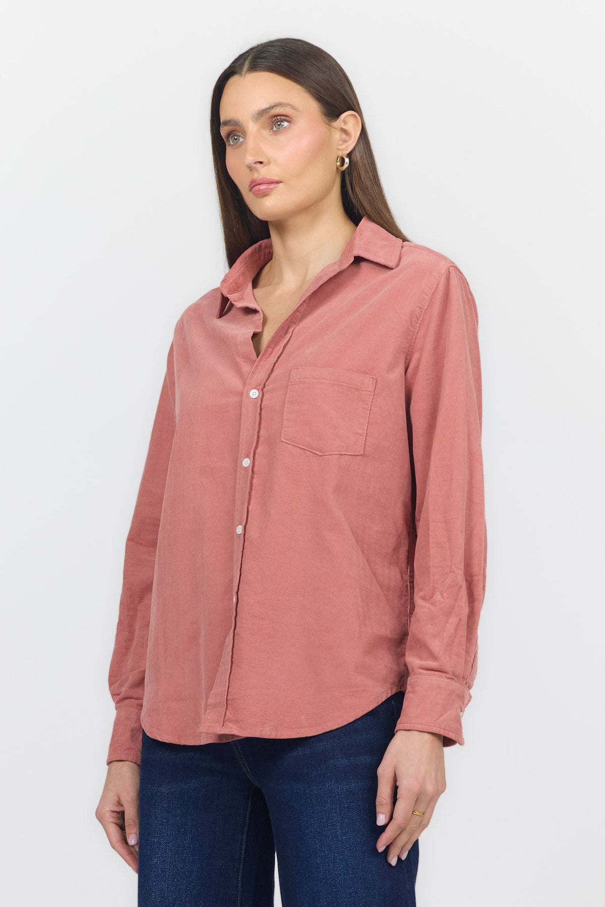 GALINA LONG SLEEVE SHIRT ROSE DAWN SIDE — Dear John Denim