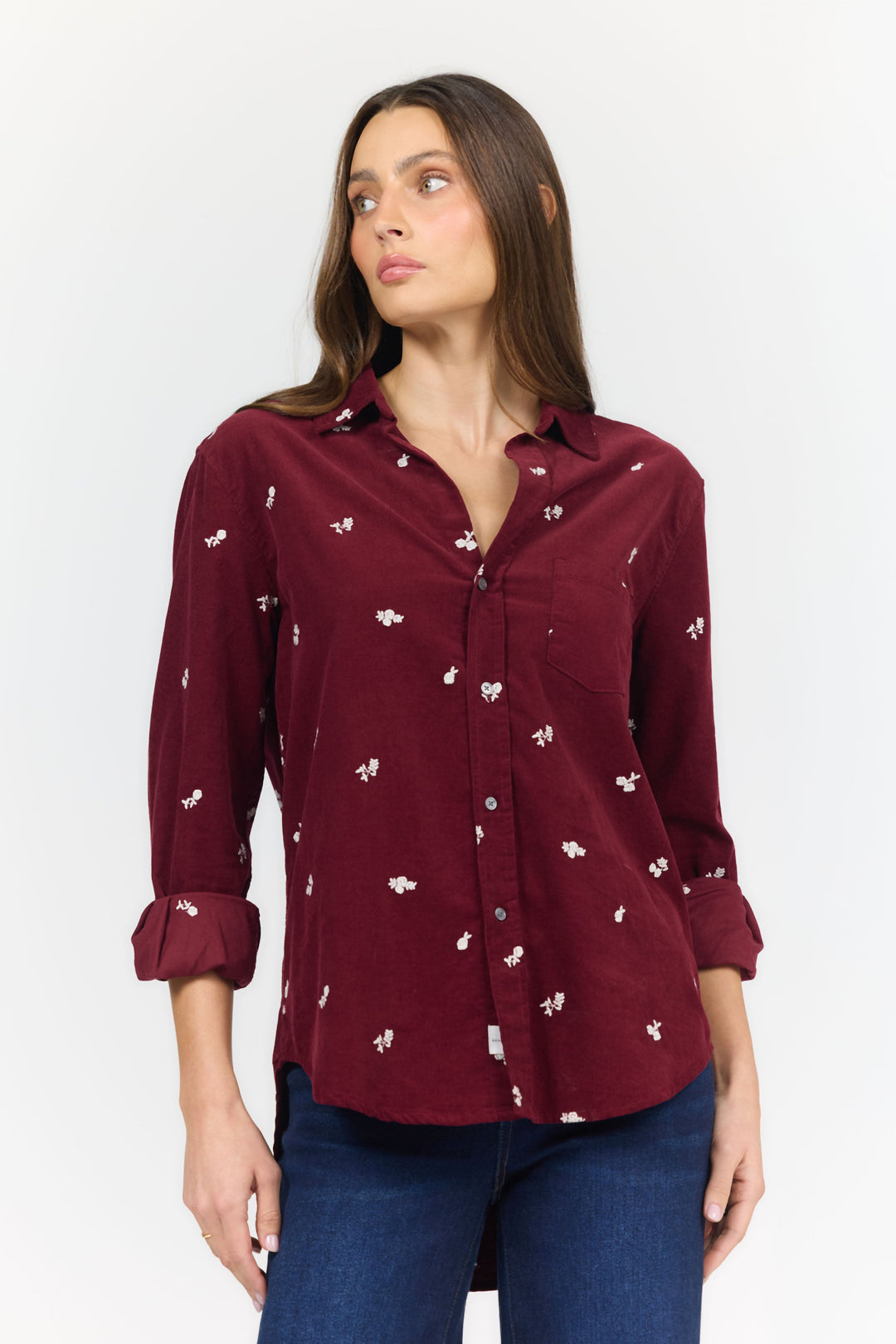 GALINA LONG SLEEVE SHIRT TEA ROSE CORD FRONT