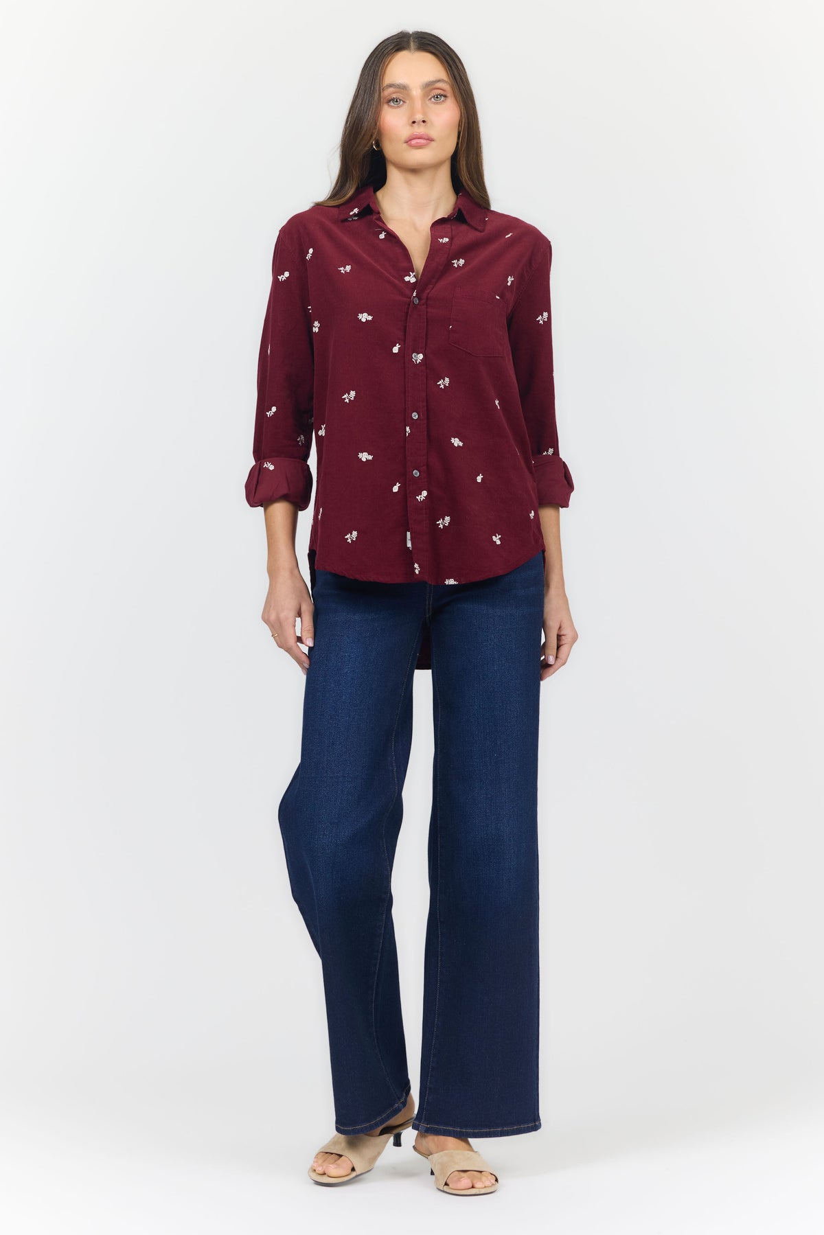 GALINA LONG SLEEVE SHIRT TEA ROSE CORD FULL — Dear John Denim