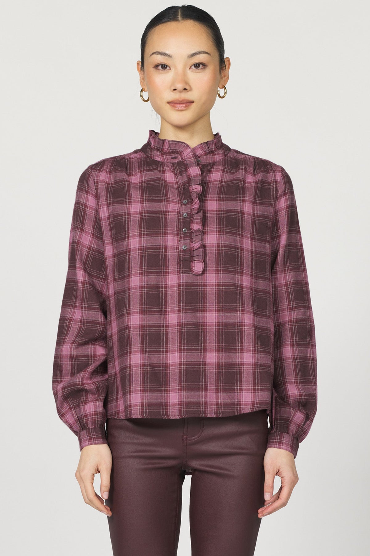 chatra-long-sleeve-top-fig-plaid — Dear John Denim