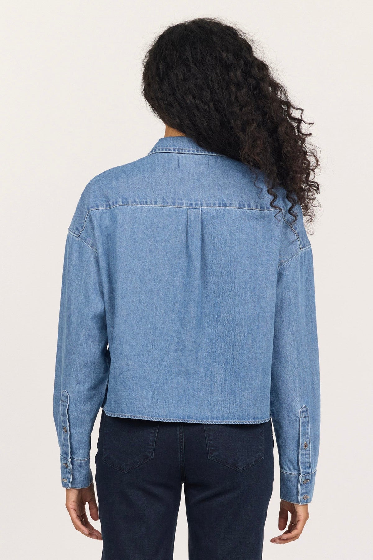 CROPPED LONG SLEEVE SHIRT OCEAN WASH BACK — Dear John Denim