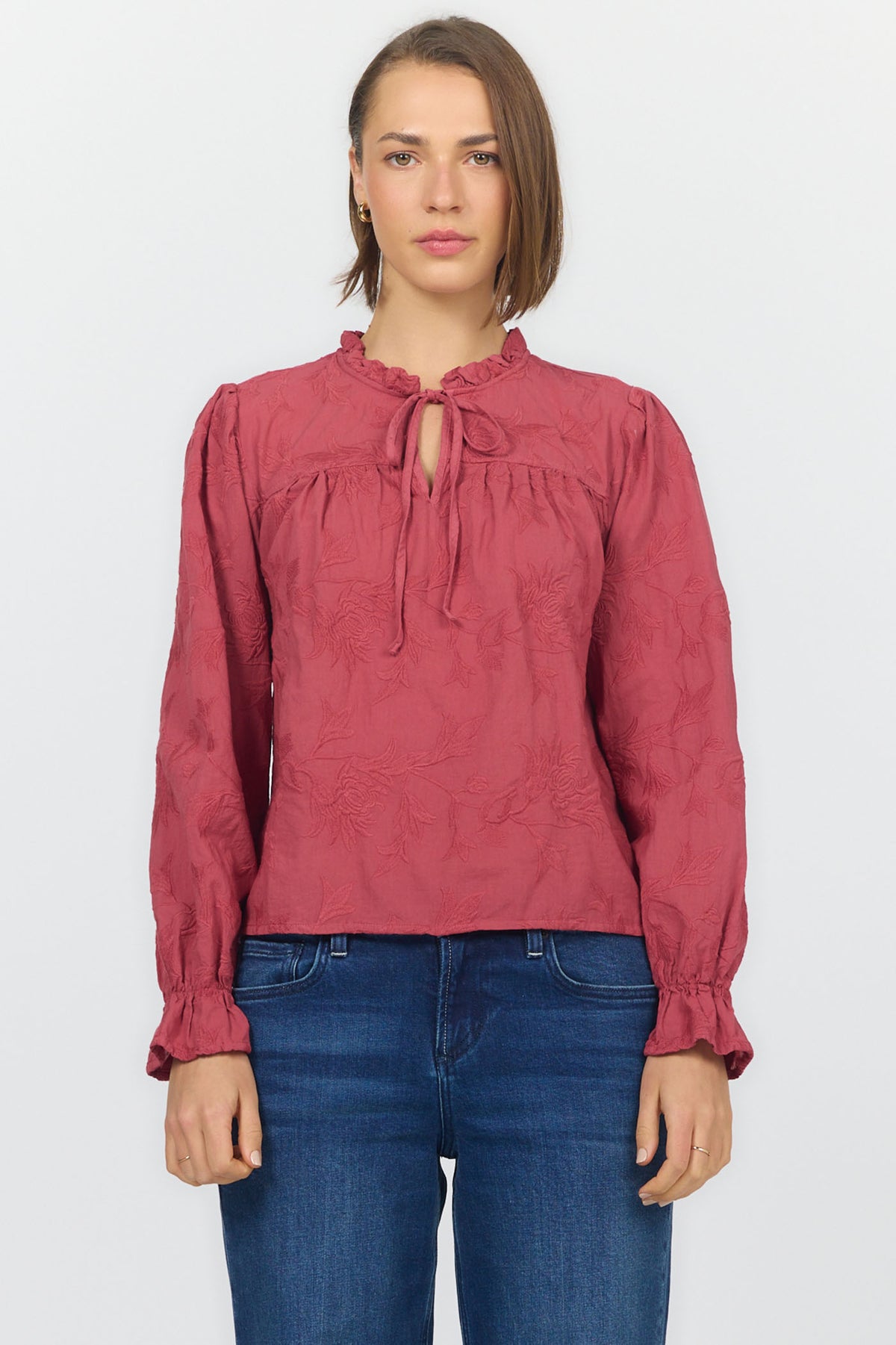 AZALEA LONG SLEEVE BLOUSE RED — Dear John Denim