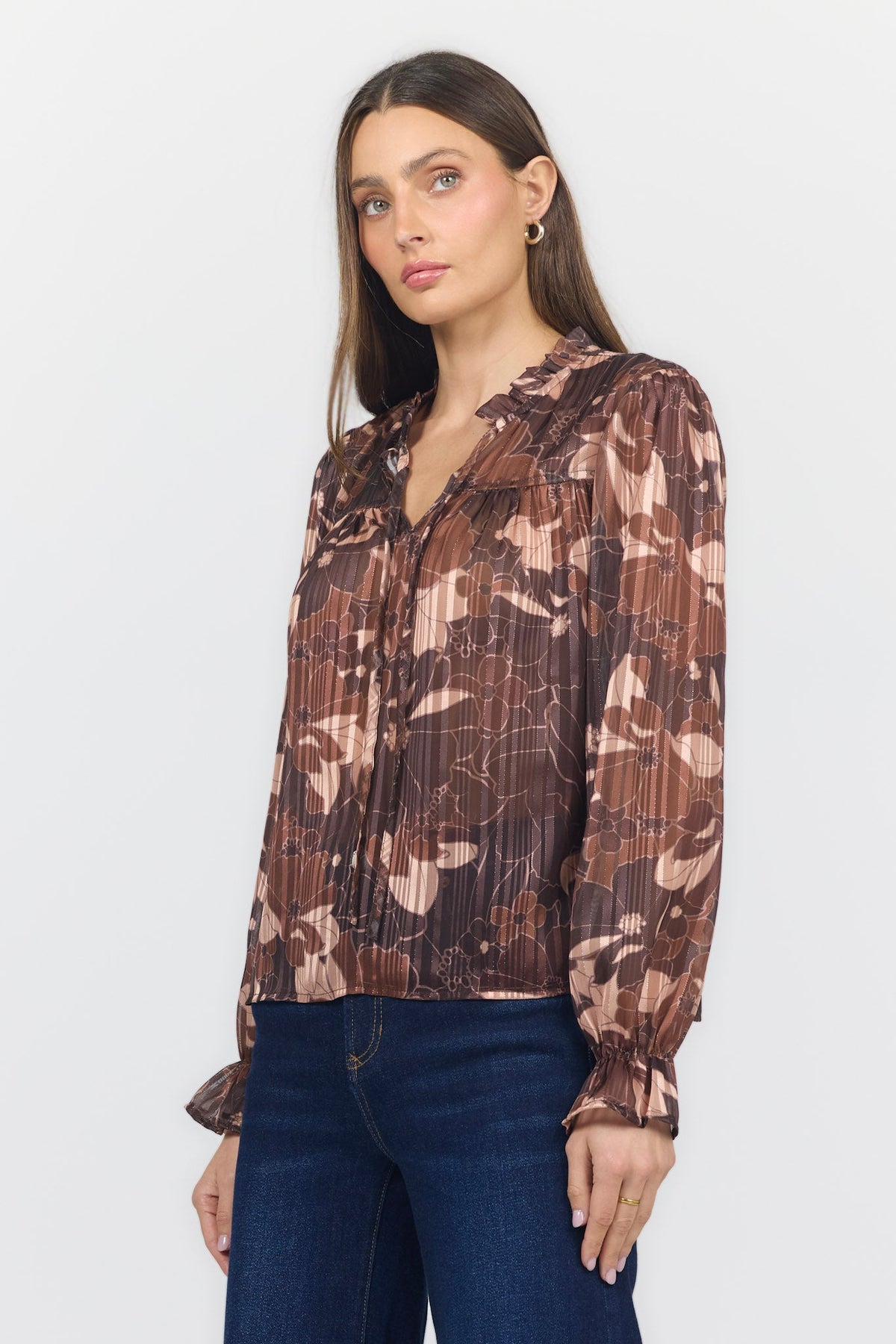 AZALEA LONG SLEEVE BLOUSE CAMDEN PETALS SIDE — Dear John Denim