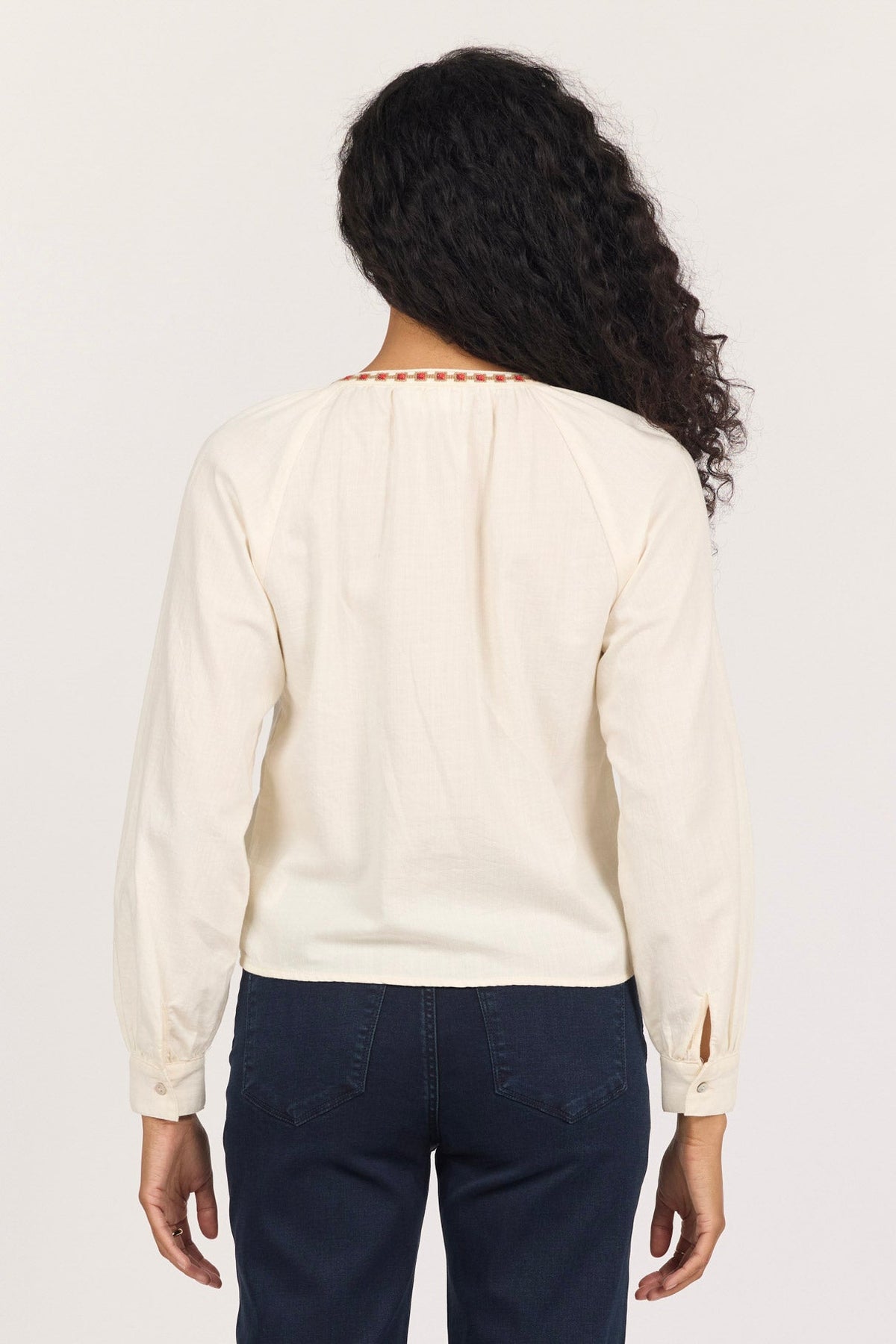 ORIANA LONG SLEEVE BLOUSE CREAM BACK — Dear John Denim