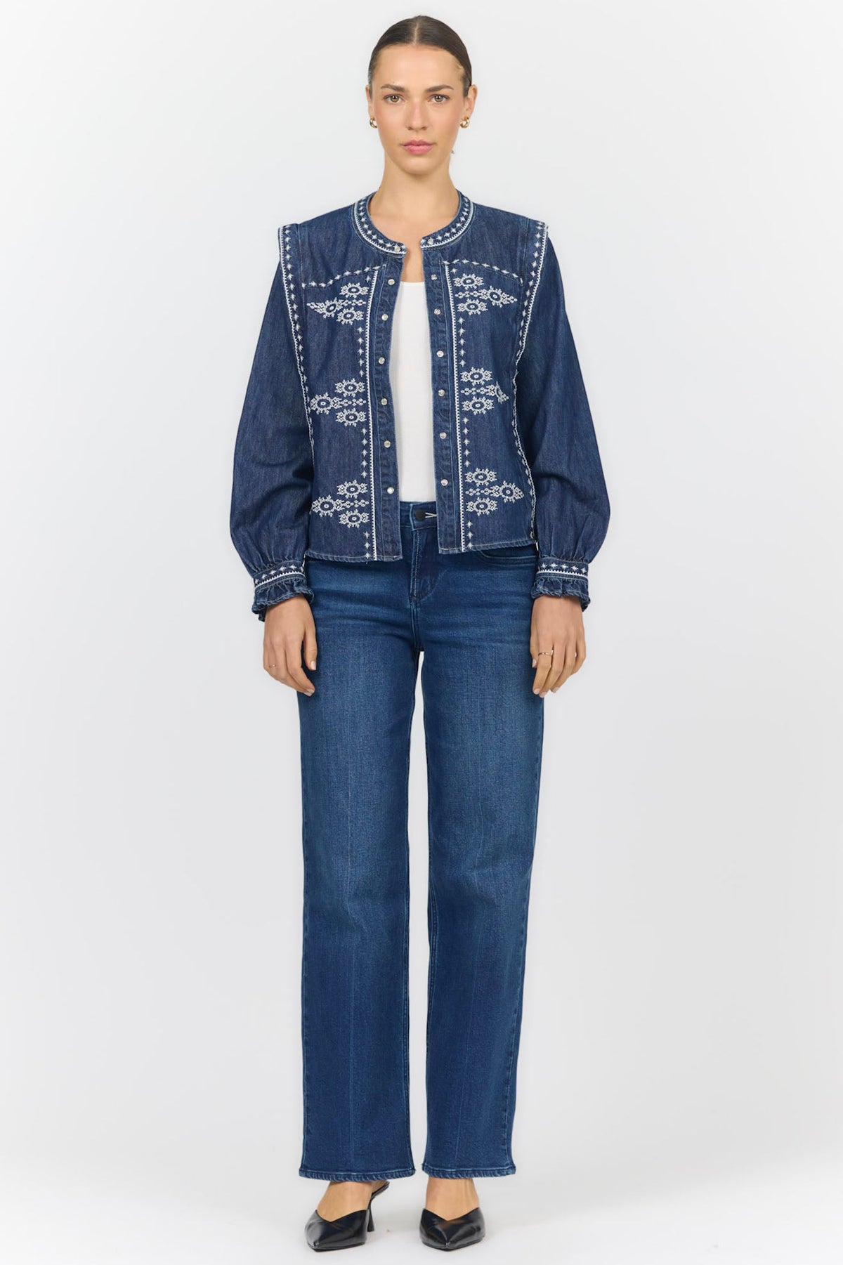 NILA LONG SLEEVE BLOUSE BRISTOL BAY FULL — Dear John Denim