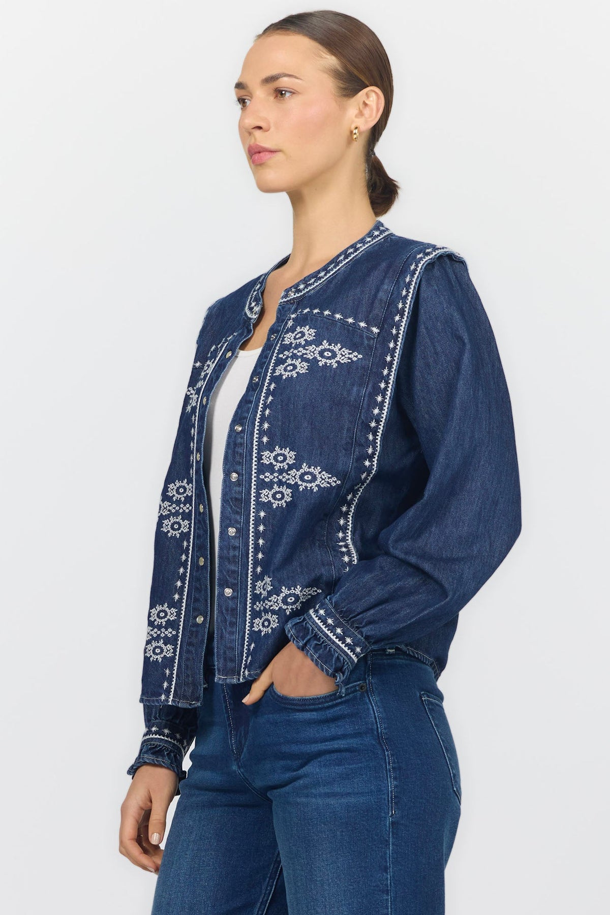 NILA LONG SLEEVE BLOUSE BRISTOL BAY SIDE — Dear John Denim
