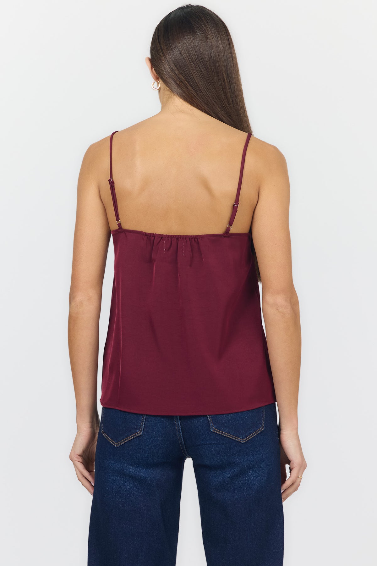 ALEXANDRIA V NECK SLEEVELESS TANKS CHERRY TEA BACK — Dear John Denim