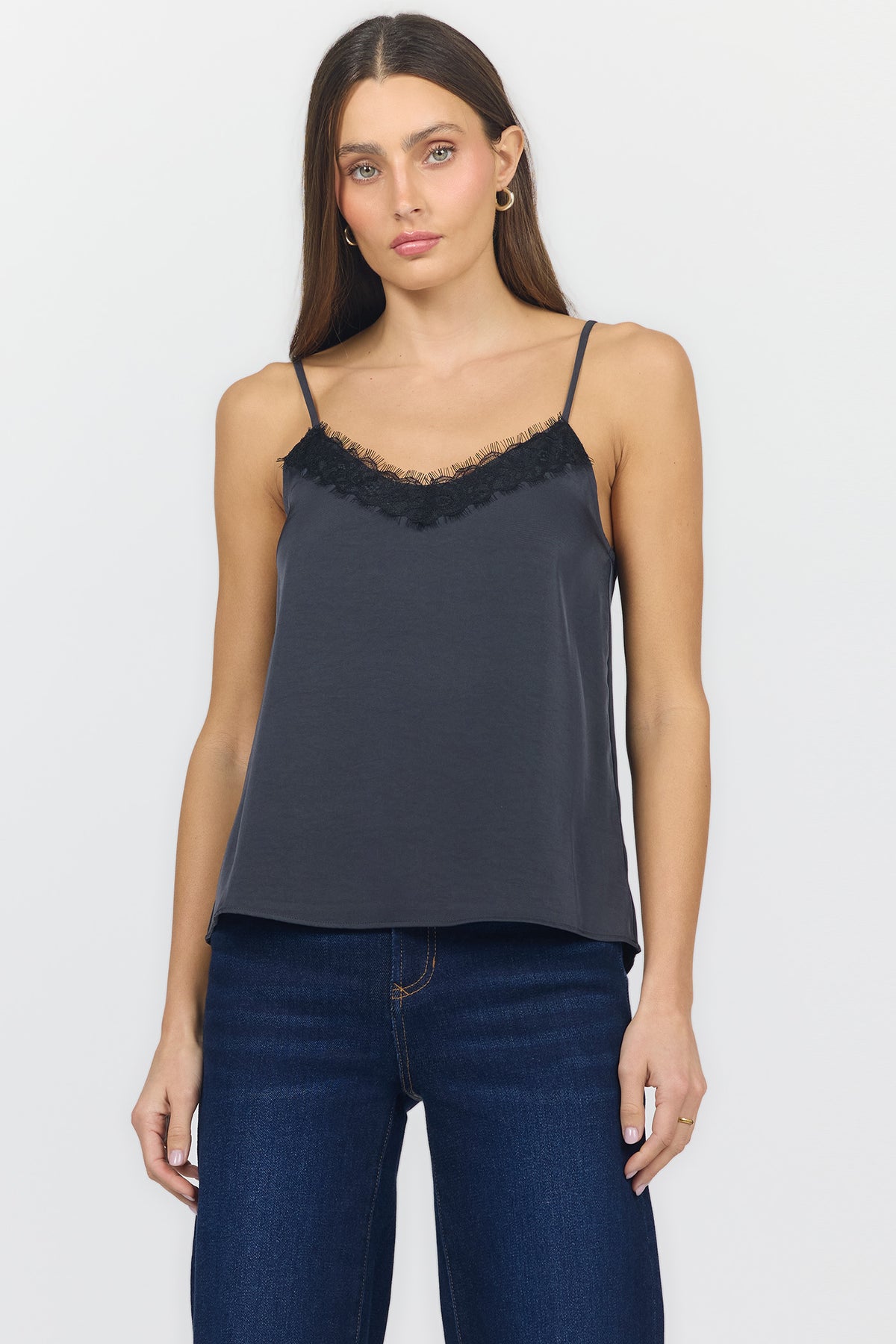 ALEXANDRIA V NECK SLEEVELESS TANKS TURBULENCE FRONT — Dear John Denim