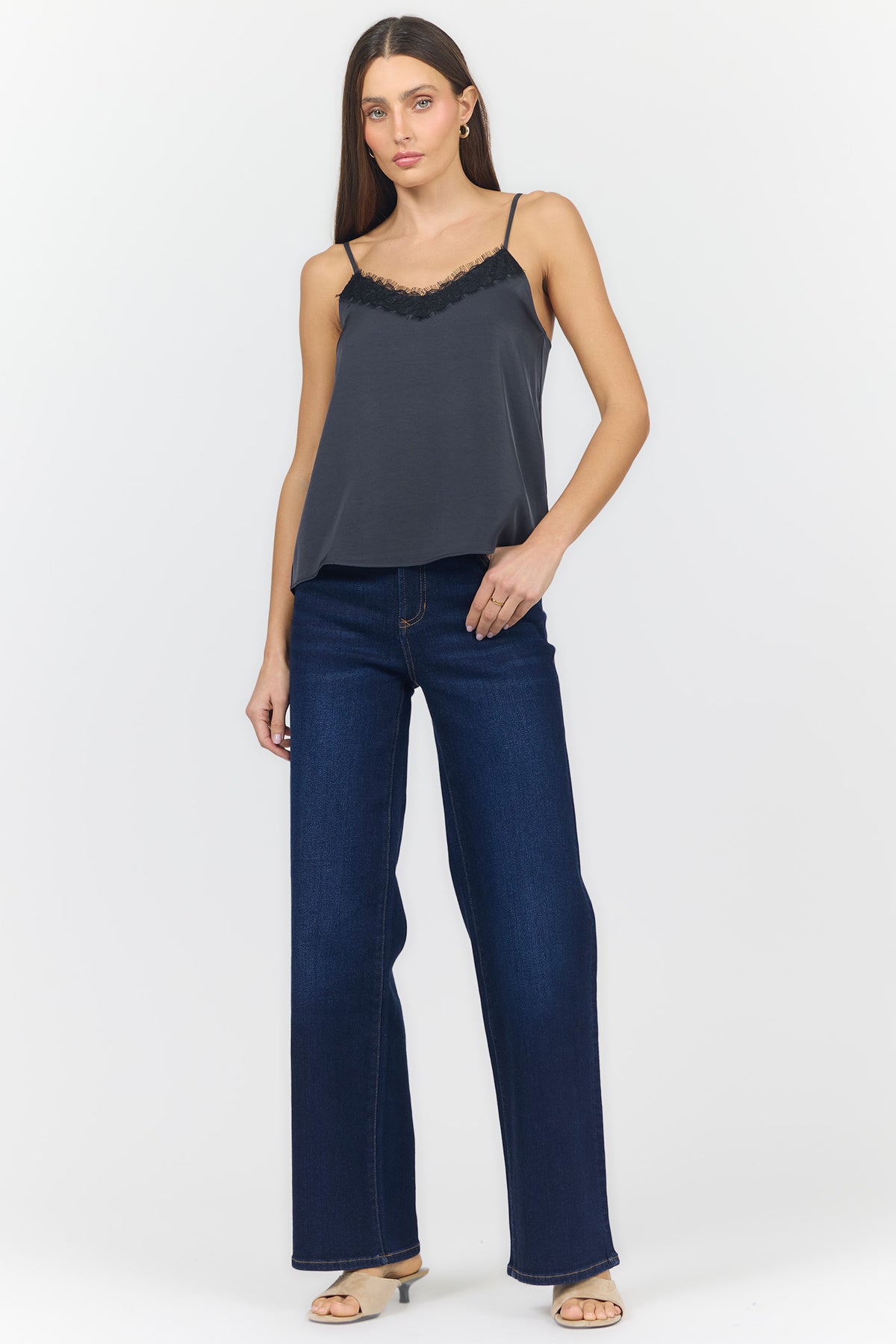 ALEXANDRIA V NECK SLEEVELESS TANKS TURBULENCE FULL — Dear John Denim