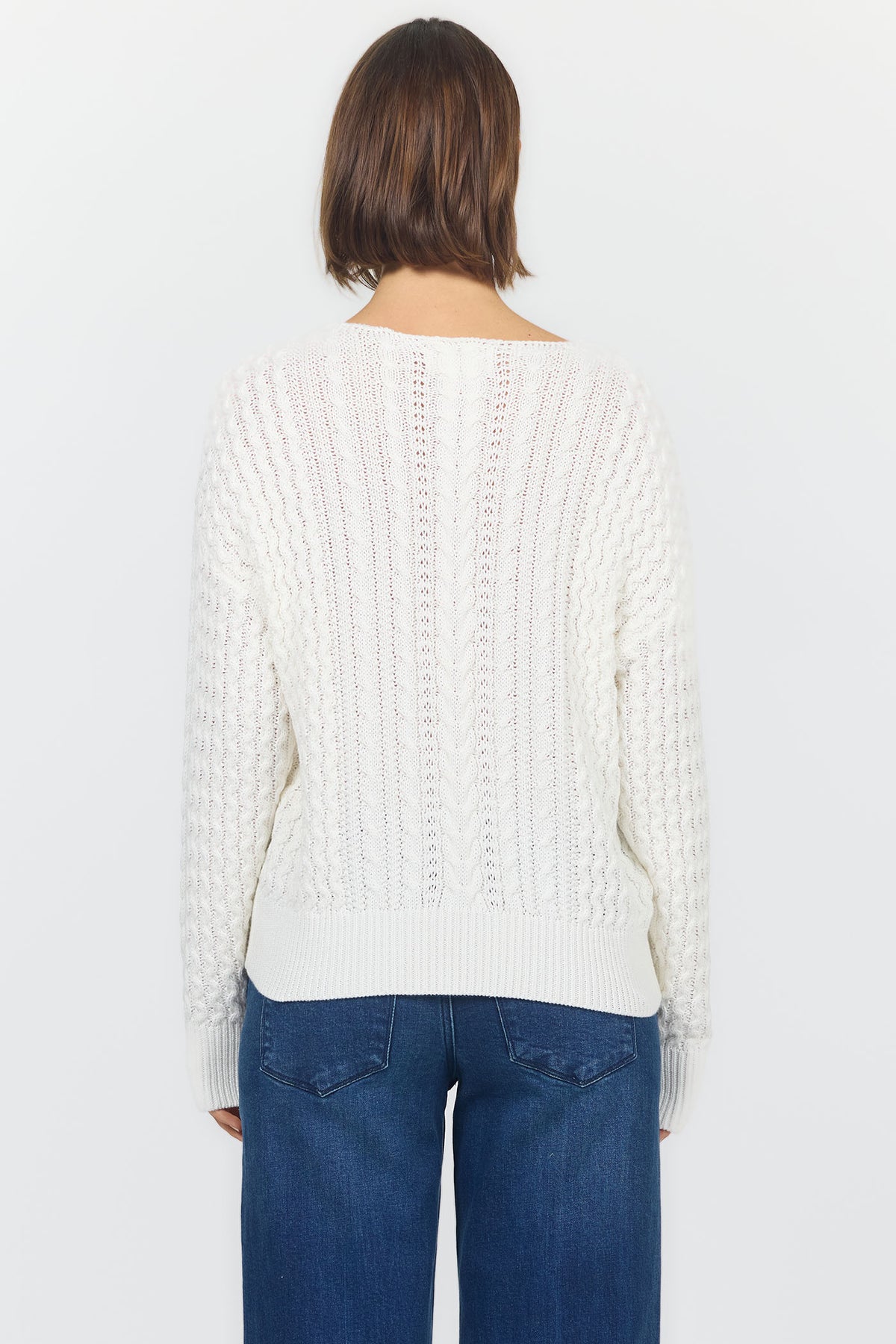 LEXI LONG SLEEVE SWEATER OFF WHITE BACK — Dear John Denim