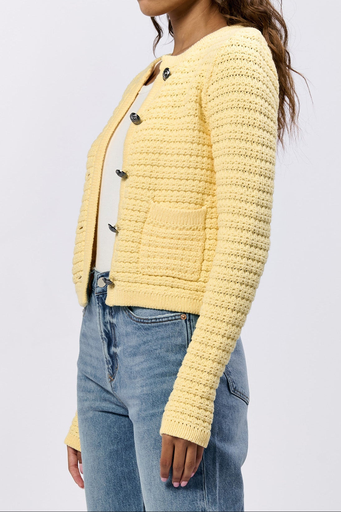 cambria-button-up-long-sleeve-cardigan-pale-banana — Dear John Denim