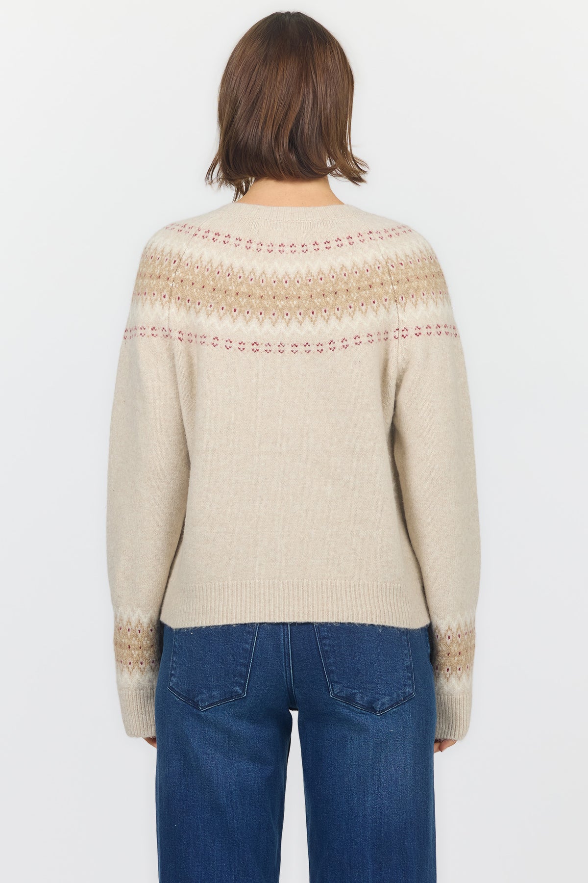 AMINA CREW NECK LONG SLEEVE SWEATERS WINTER LATTE BACK — Dear John Denim