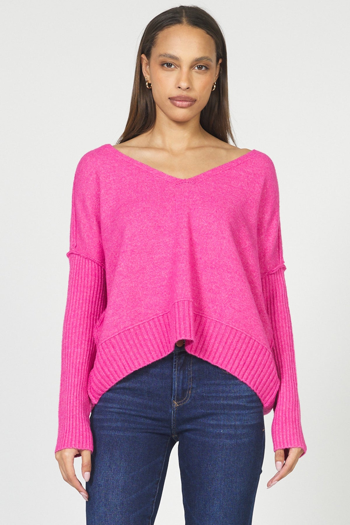 clarette-sweater-hot-pink — Dear John Denim