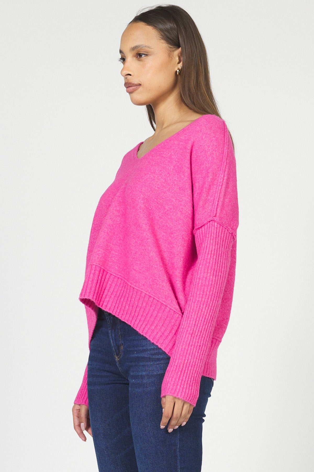 clarette-sweater-hot-pink — Dear John Denim
