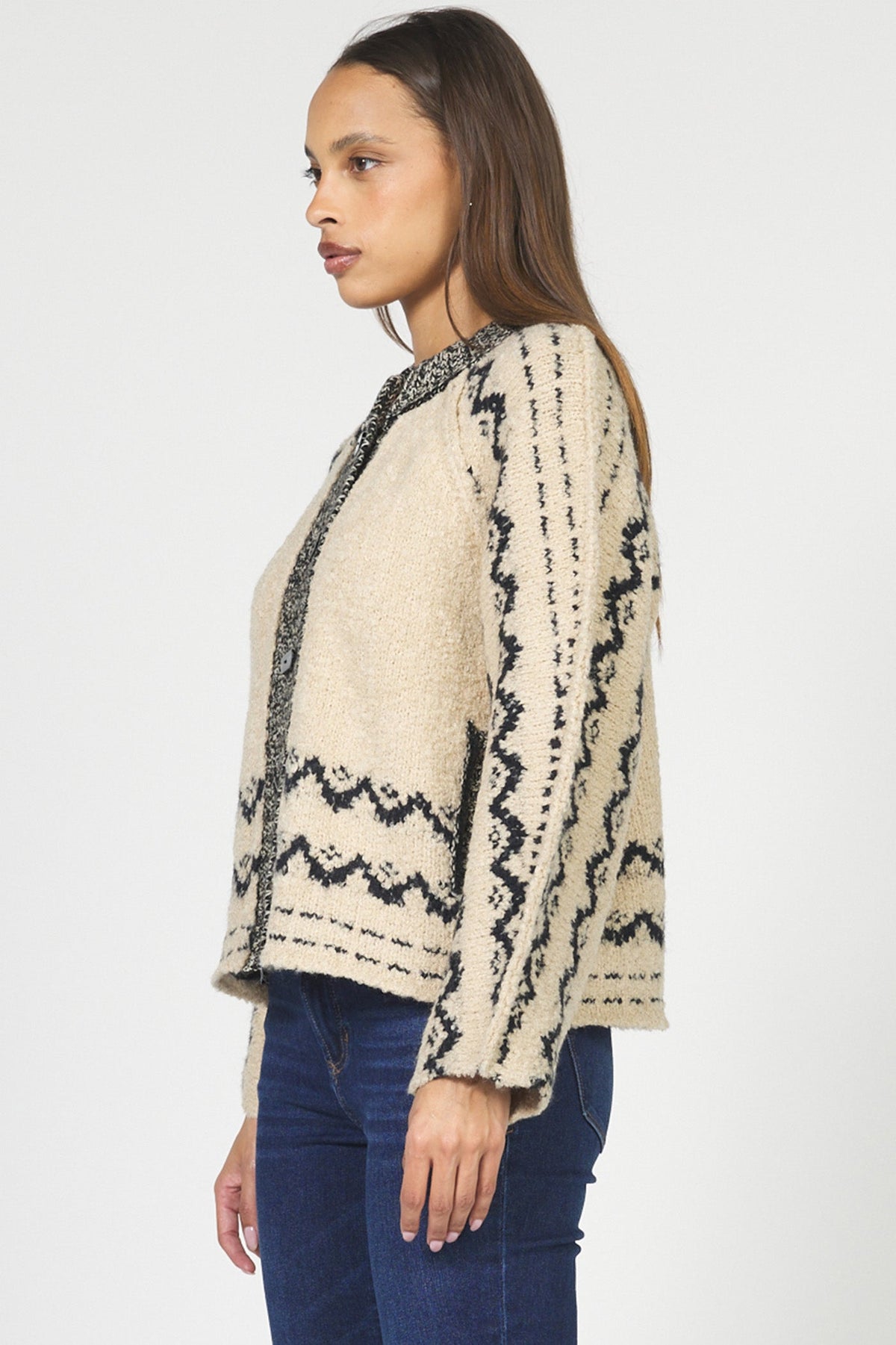 luanna-cardigan-black-cream — Dear John Denim