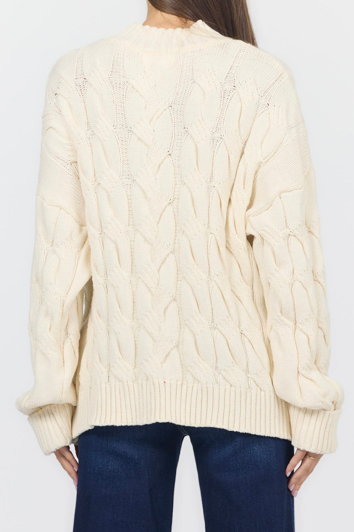 YVETTE LONG SLEEVE SWEATER CREAM BACK — Dear John Denim
