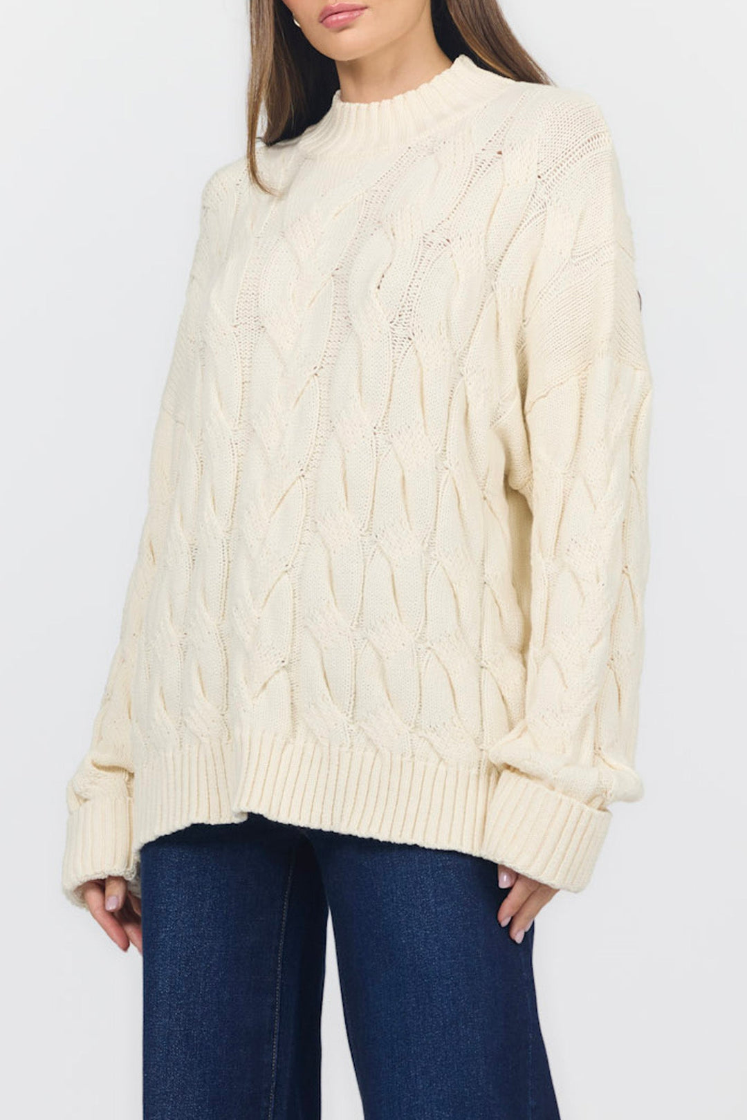 YVETTE LONG SLEEVE SWEATER CREAM FRONT