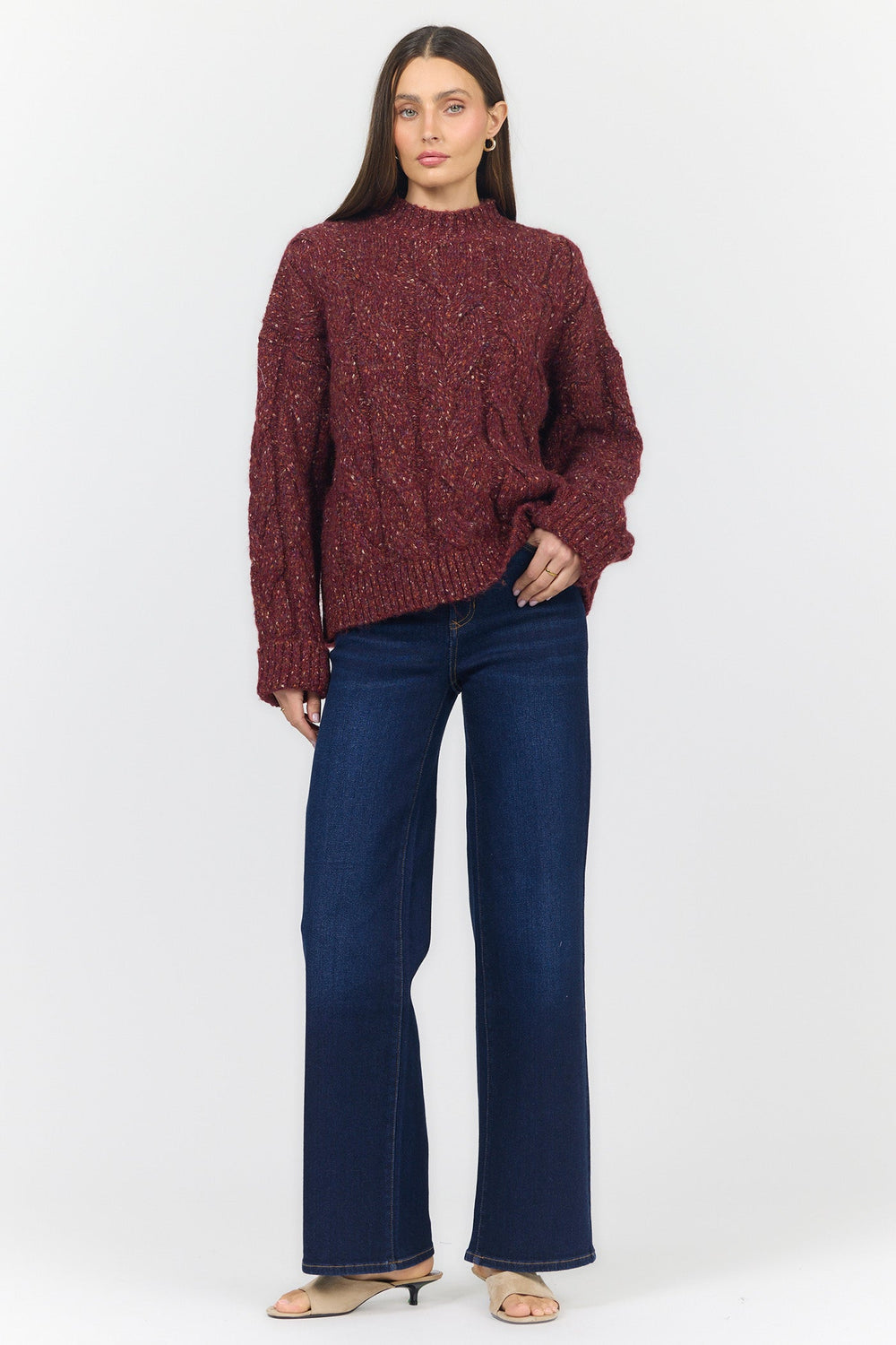 YVETTE LONG SLEEVE SWEATER SPICY RED FULL