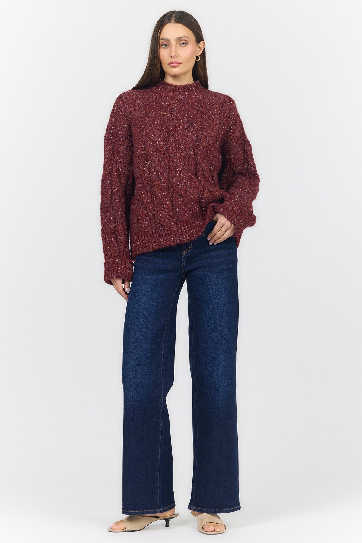 YVETTE LONG SLEEVE SWEATER SPICY RED FULL — Dear John Denim