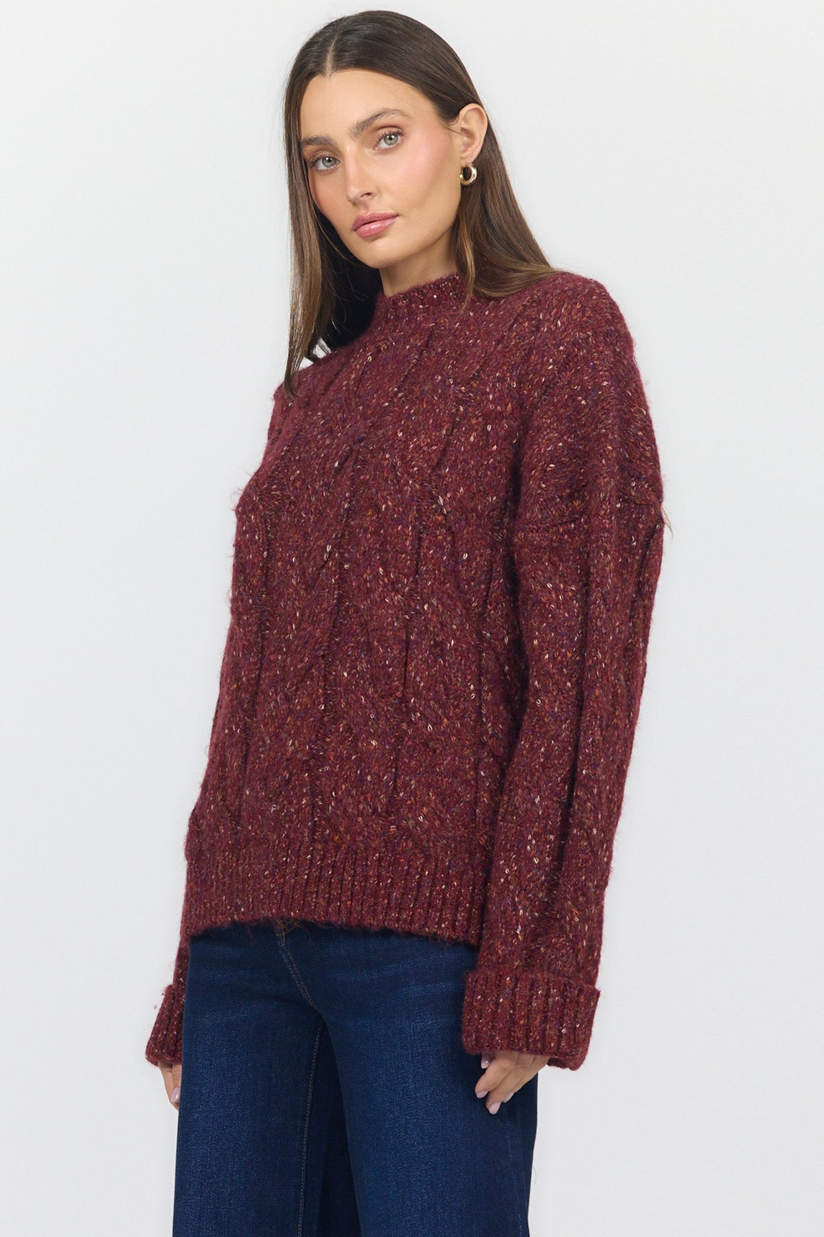 YVETTE LONG SLEEVE SWEATER SPICY RED SIDE — Dear John Denim