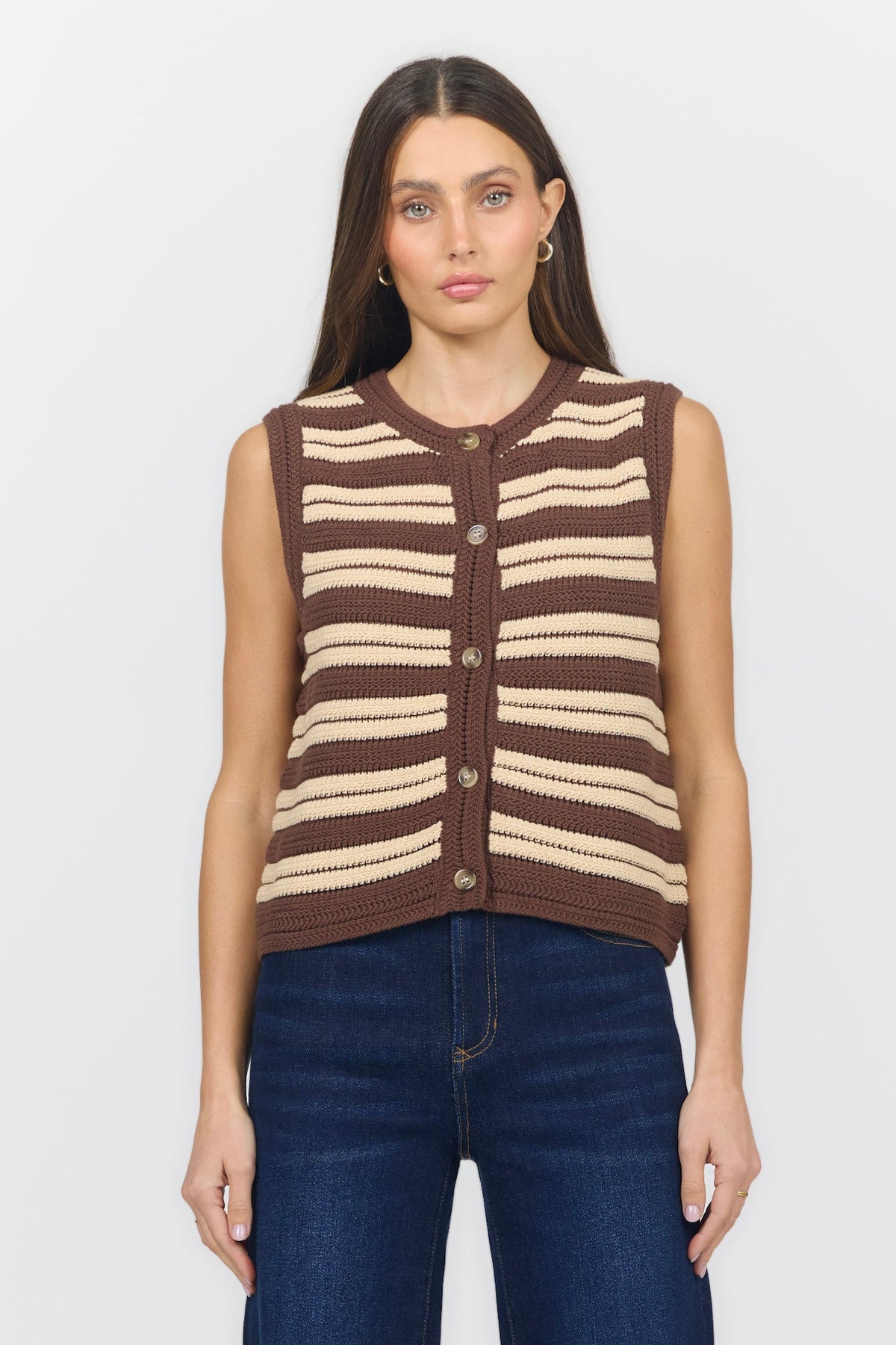 MAEVE VEST CAPPUCCINO COMBO FRONT — Dear John Denim