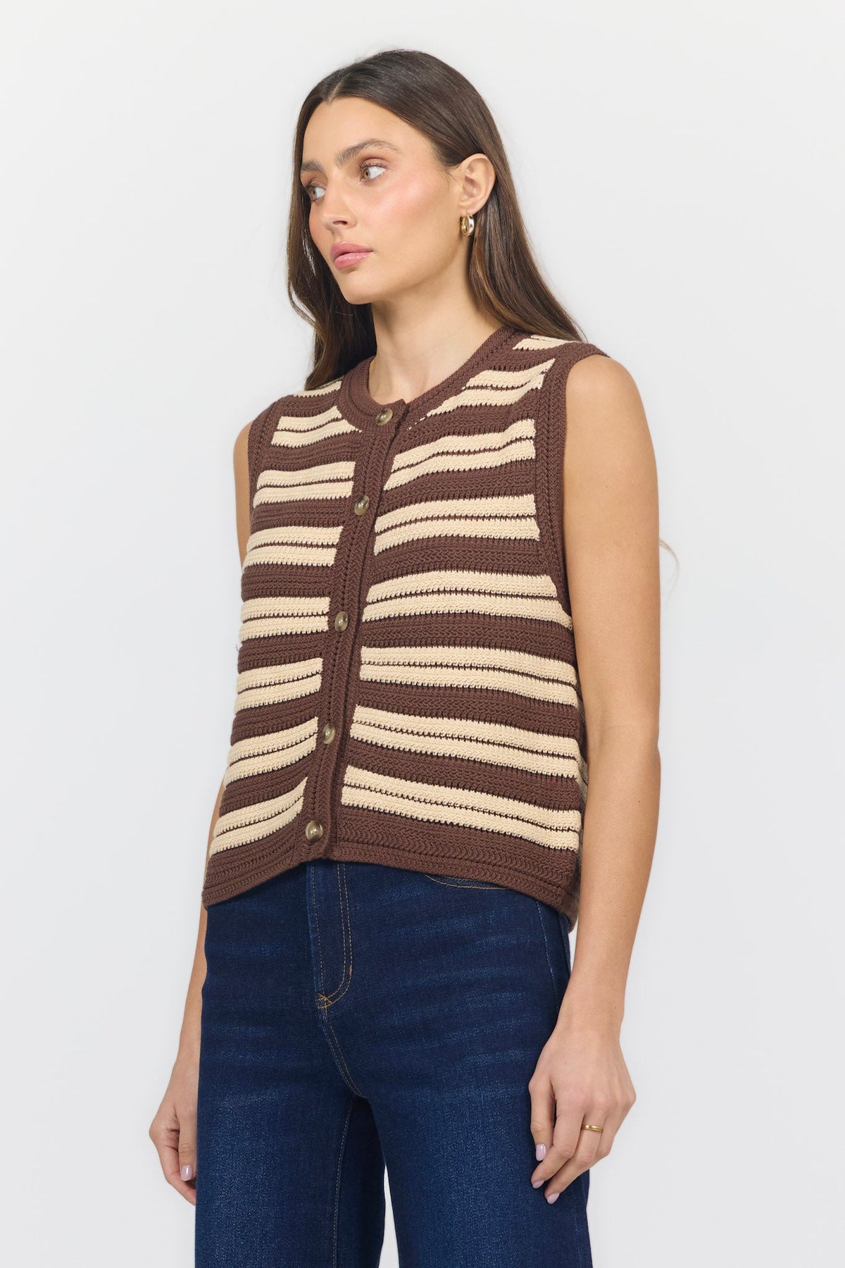MAEVE VEST CAPPUCCINO COMBO SIDE — Dear John Denim