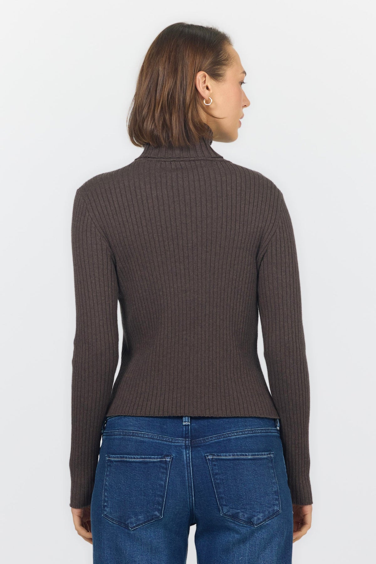 ARLEN LONG SLEEVE SWEATER DARK CHOCOLATE BACK — Dear John Denim