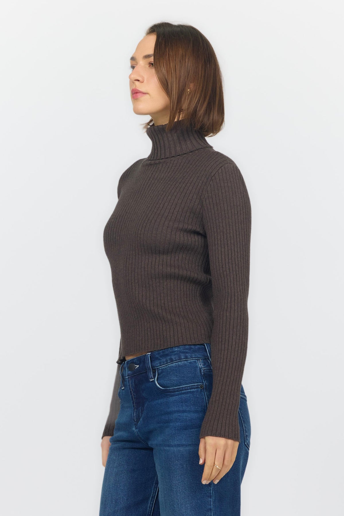 ARLEN LONG SLEEVE SWEATER DARK CHOCOLATE SIDE — Dear John Denim