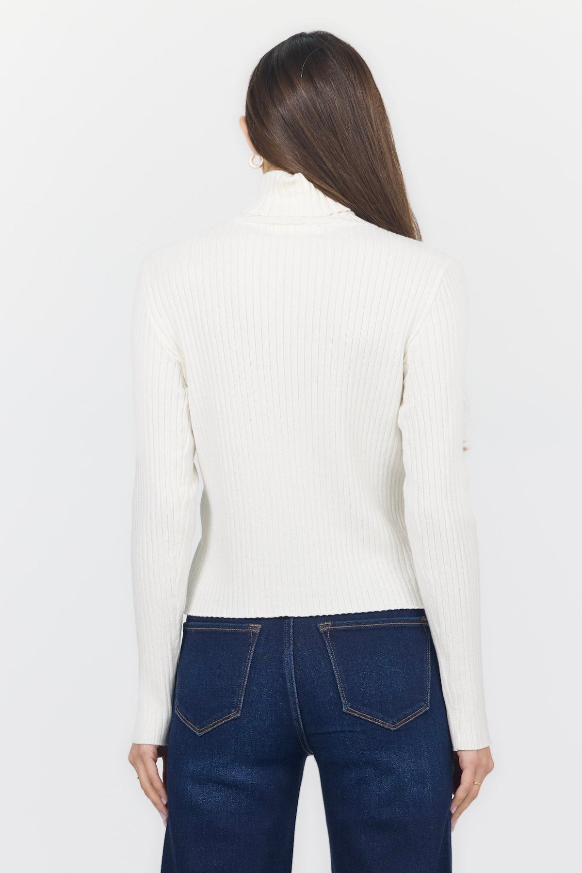 ARLEN LONG SLEEVE SWEATER OFF WHITE BACK — Dear John Denim