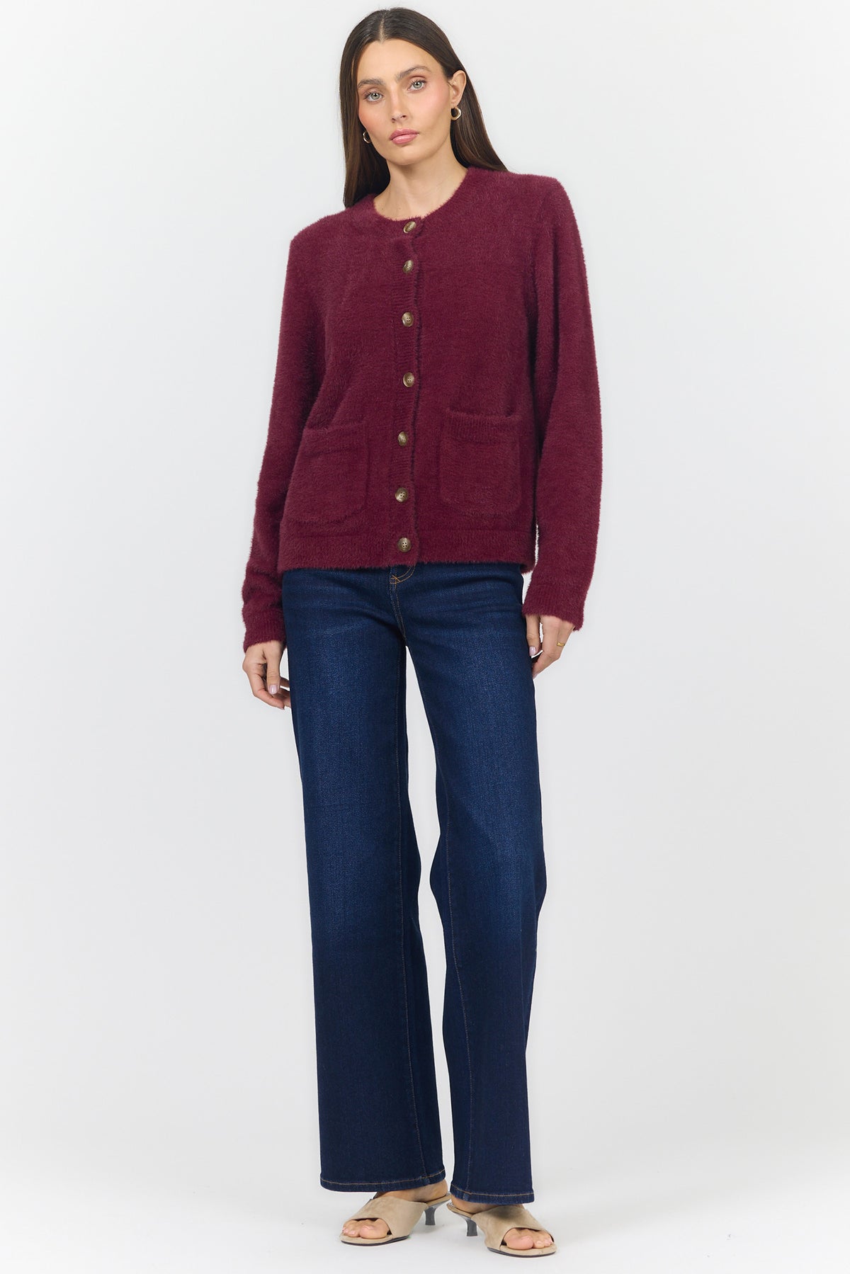 EMERI CREW NECK LONG SLEEVE SWEATERS FIG TEA FULL — Dear John Denim