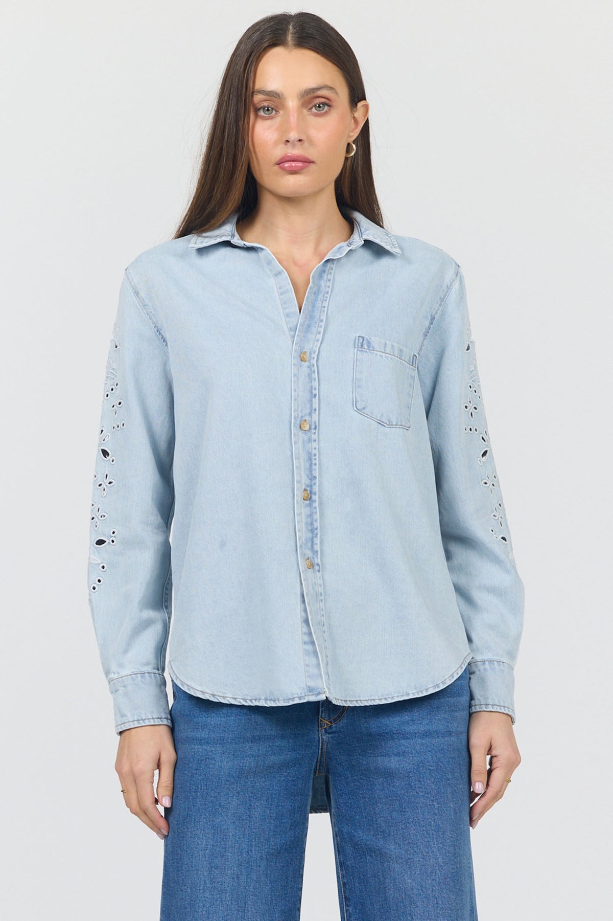 CRYSTAL CHALK EMB.-DSH1454T5CHK-1 — Dear John Denim
