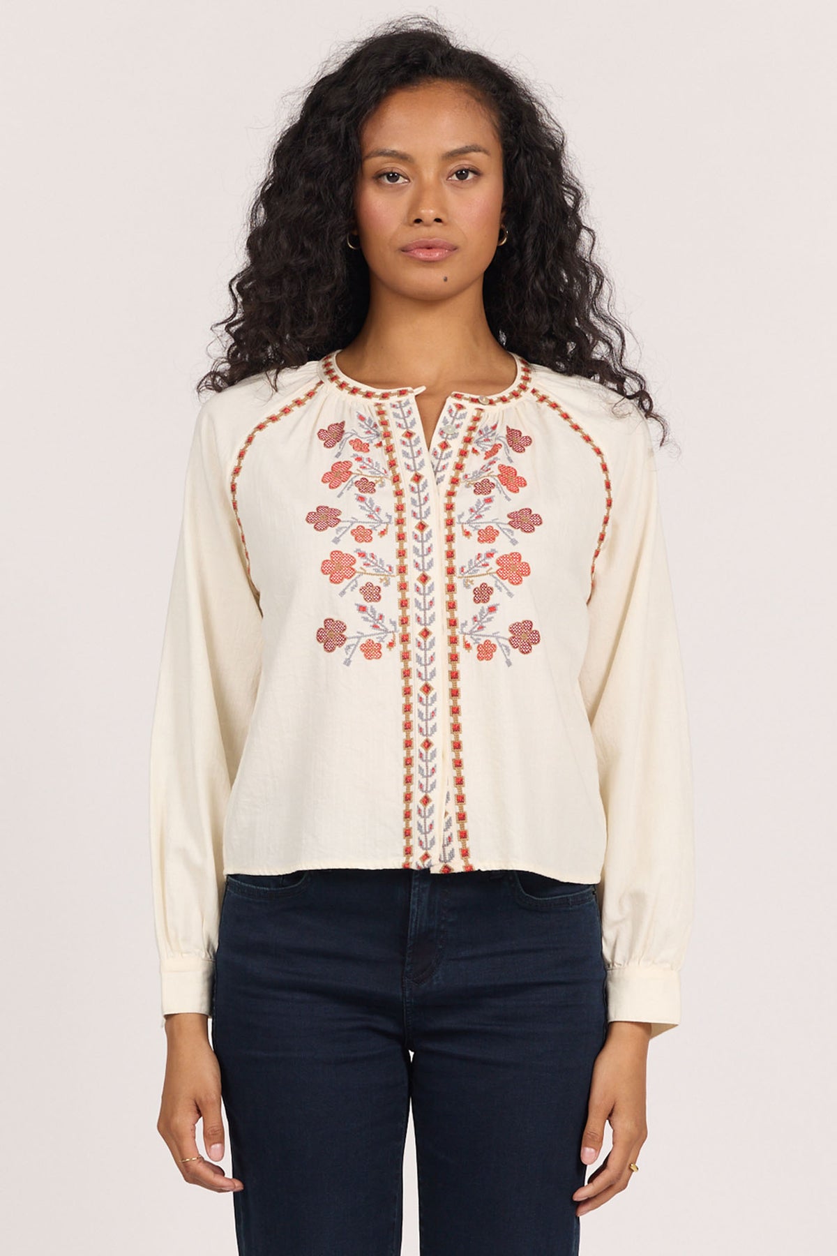 oriana-long-sleeve-blouse-cream — Dear John Denim