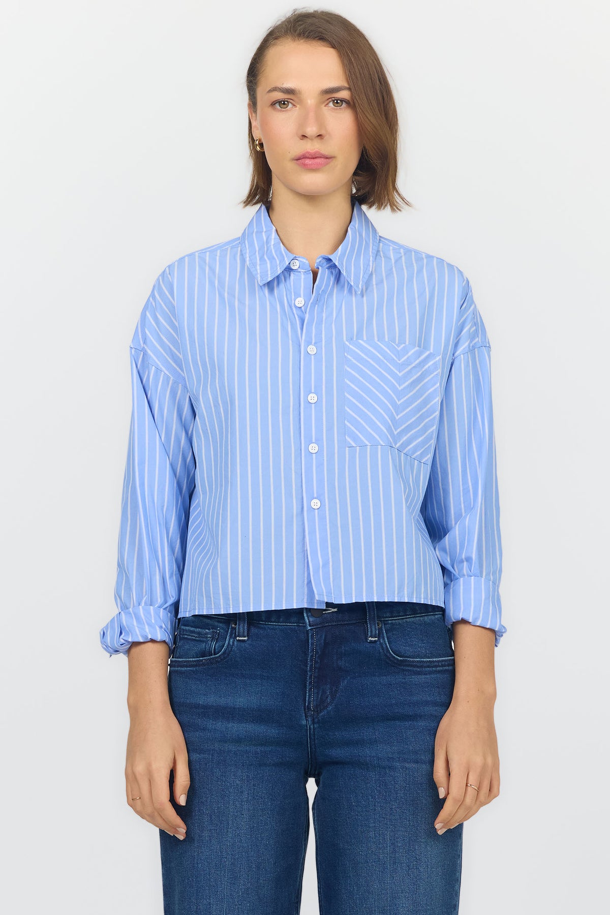 cropped-adrianna-shirt-chest-pocket-vintage-washed-varsity-stripe-blue — Dear John Denim