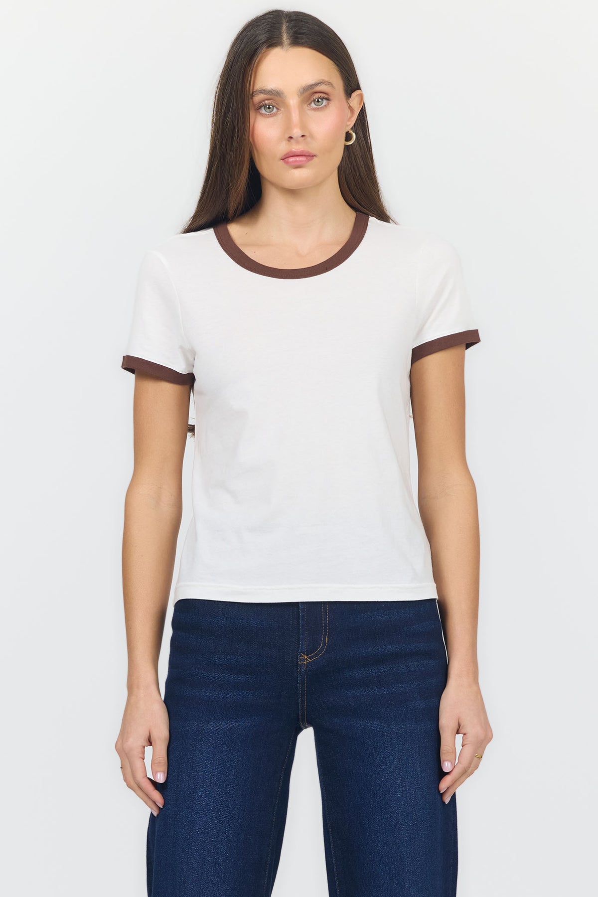 unity-ringer-short-sleeve-tee-white/brown — Dear John Denim