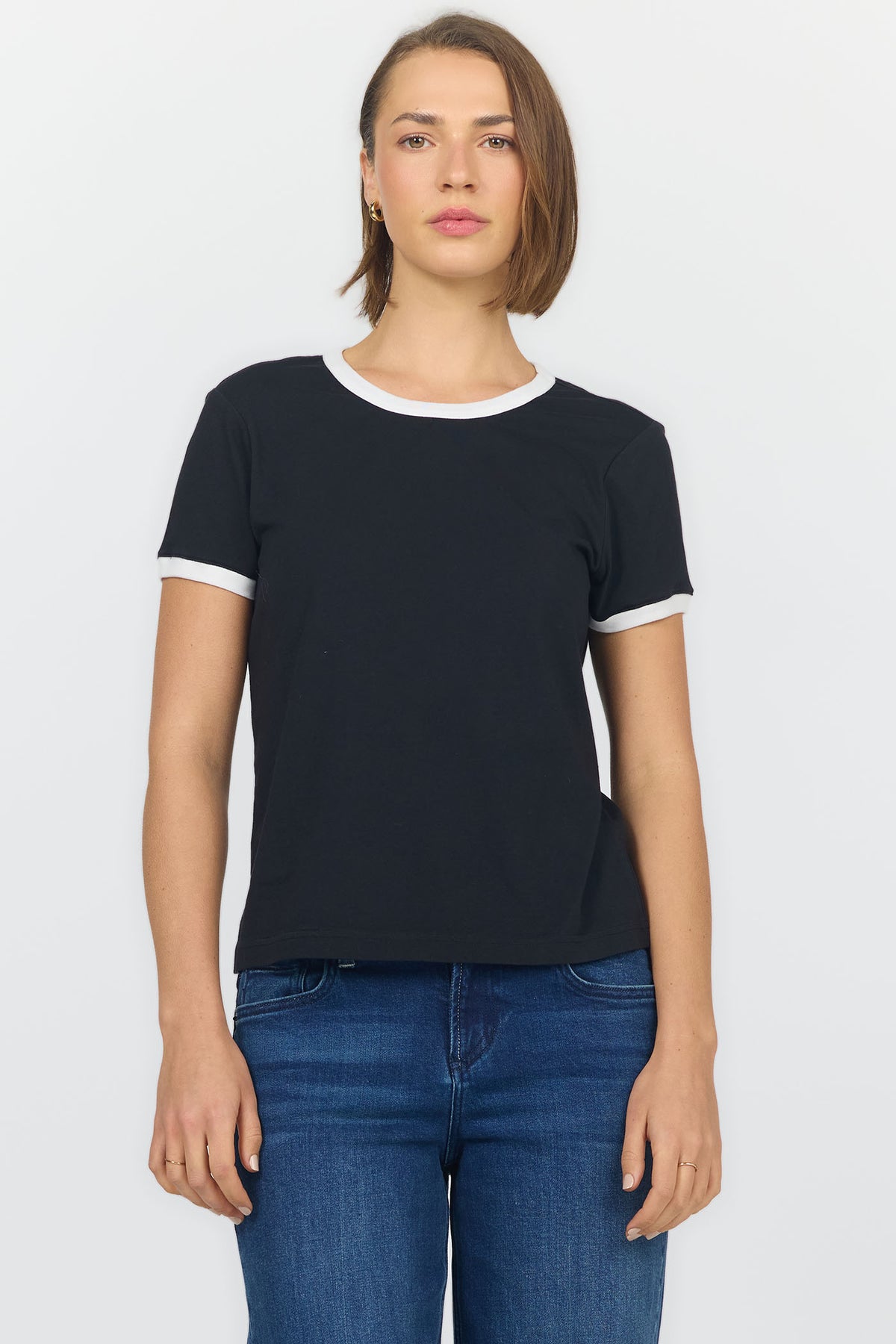 unity-ringer-short-sleeve-tee-black/white — Dear John Denim