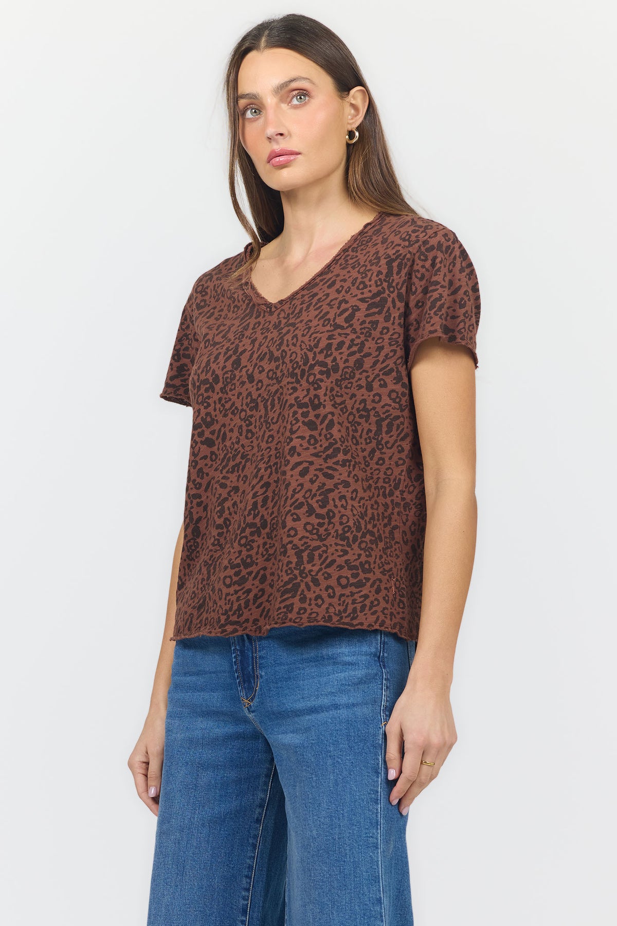 vanya-v-neck-slub-tee-brown-leopard — Dear John Denim