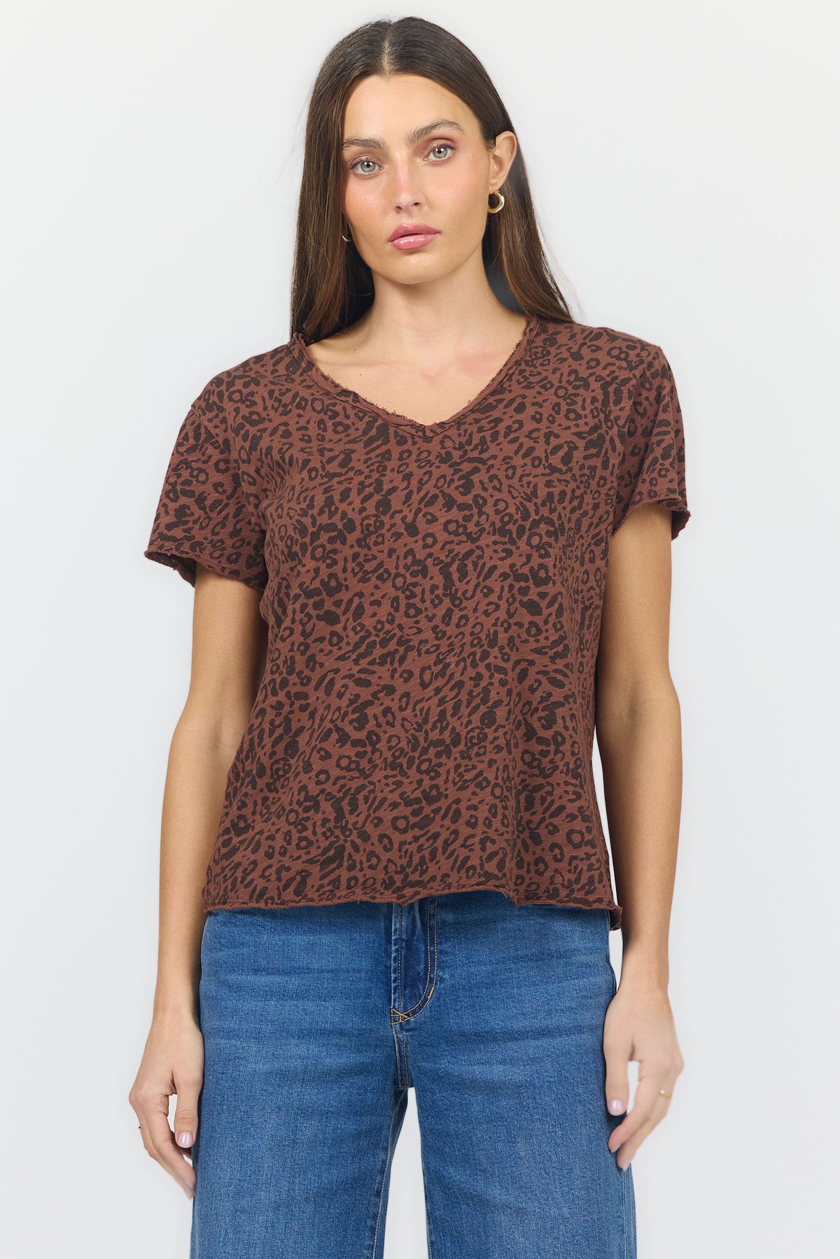vanya-v-neck-slub-tee-brown-leopard — Dear John Denim