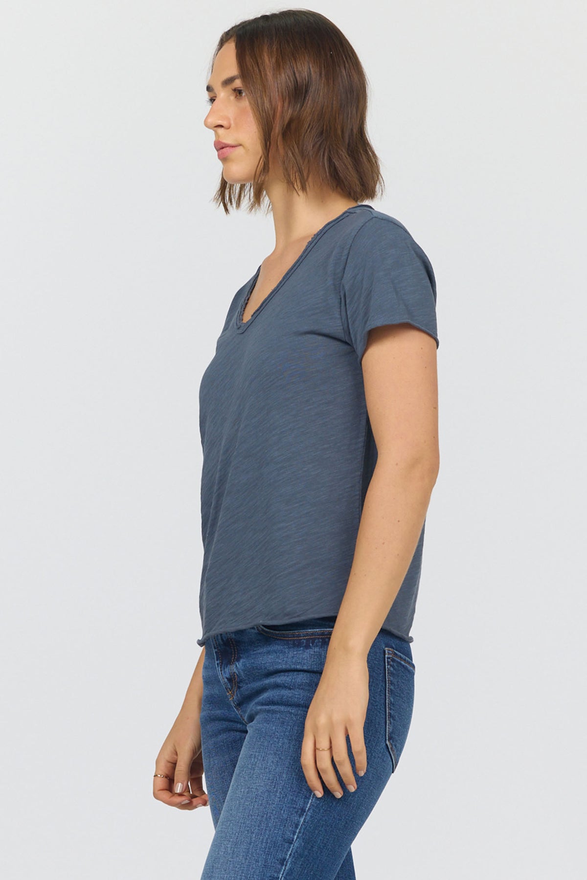 vanya-v-neck-slub-tee-with-raw-edge-details-garment-dyed-turbulence — Dear John Denim