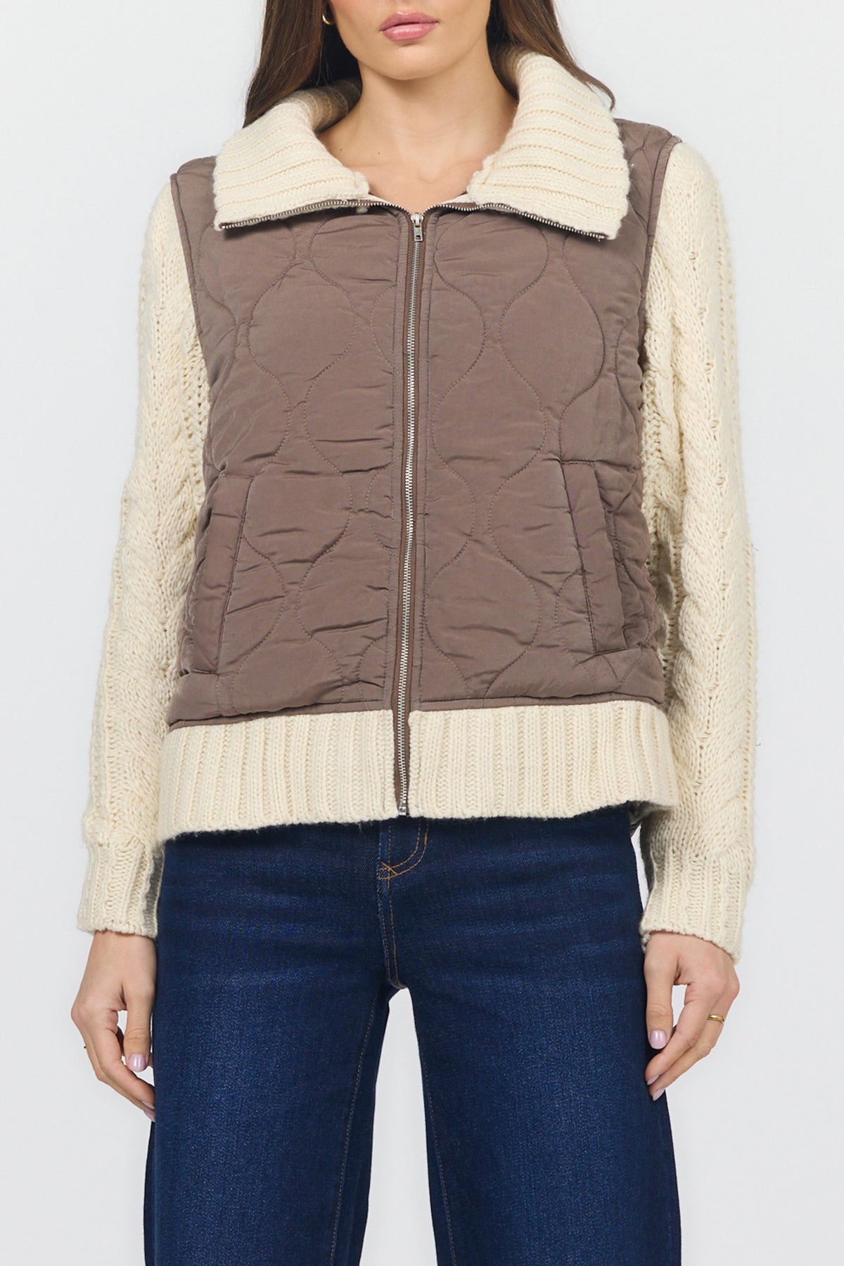 petra-zip-front-quilted-sweater-pigment-cappuccino — Dear John Denim
