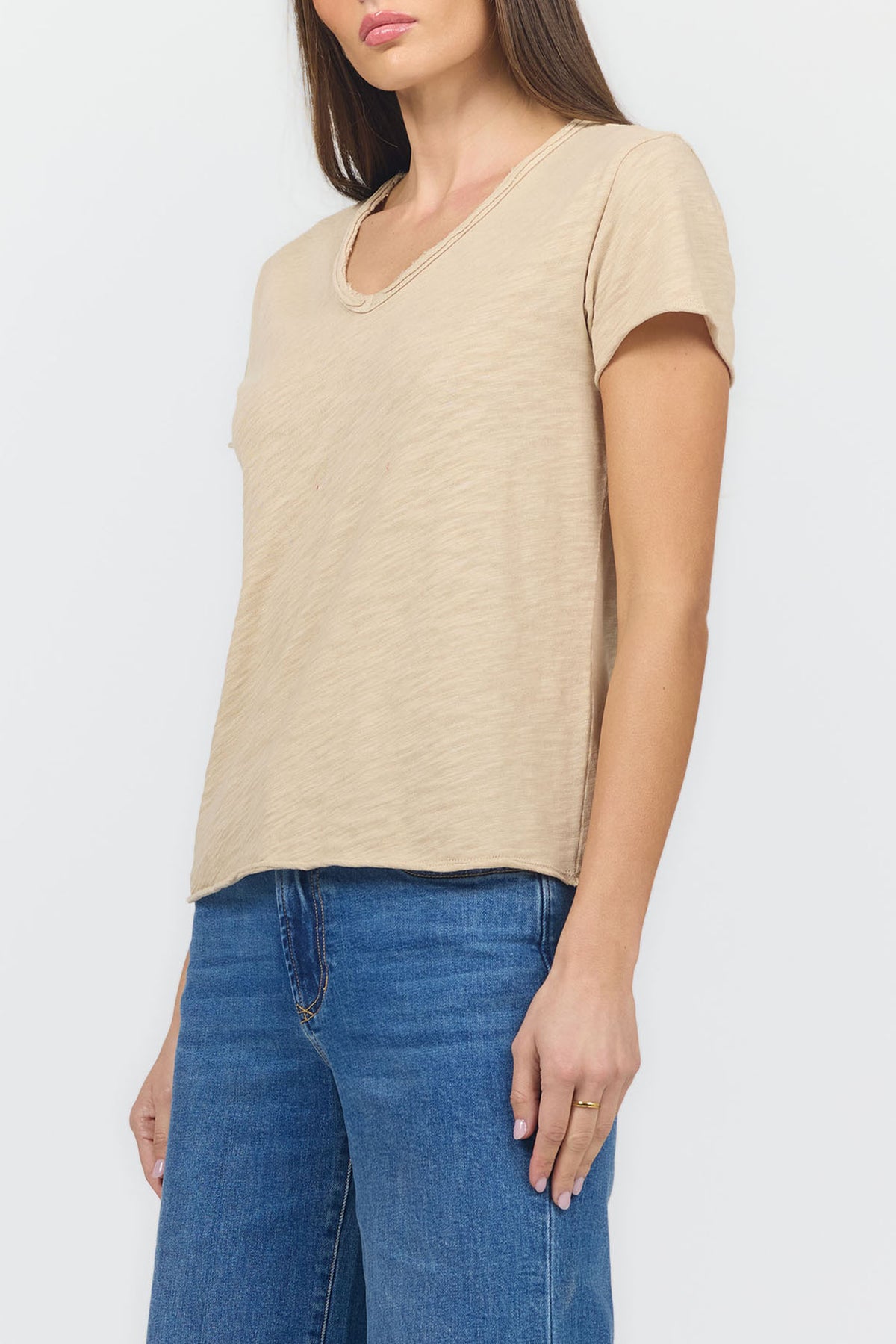 vanya-v-neck-slub-knit-t-shirt-dune — Dear John Denim