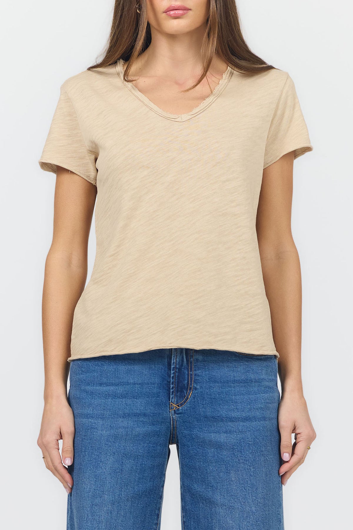 vanya-v-neck-slub-knit-t-shirt-dune — Dear John Denim
