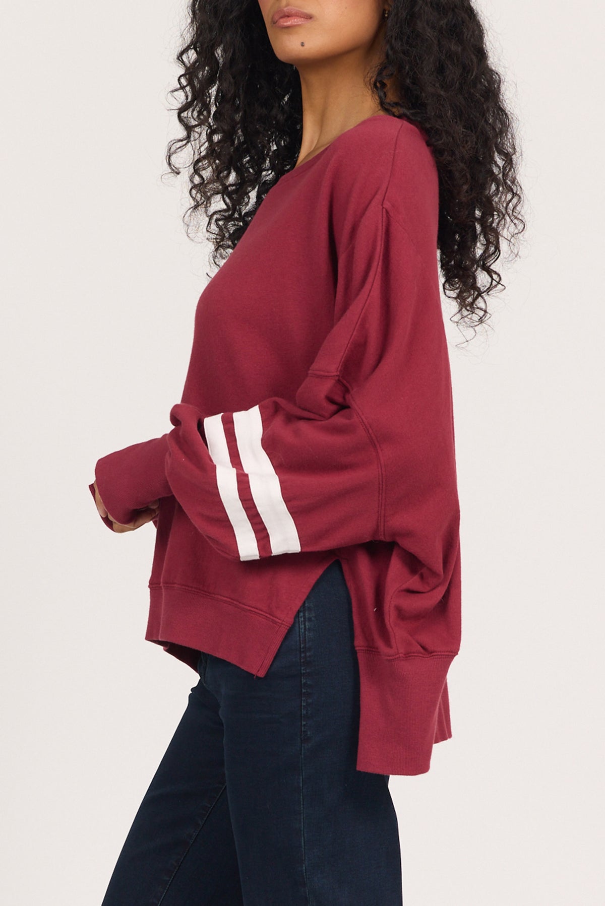 trenton-oversized-fit-sweatshirt-with-stripe-detail-tibetan-red — Dear John Denim