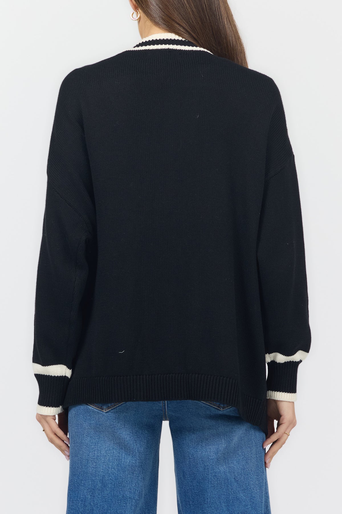 amani-open-front-long-sleeve-relaxed-fit-cardigan-black — Dear John Denim