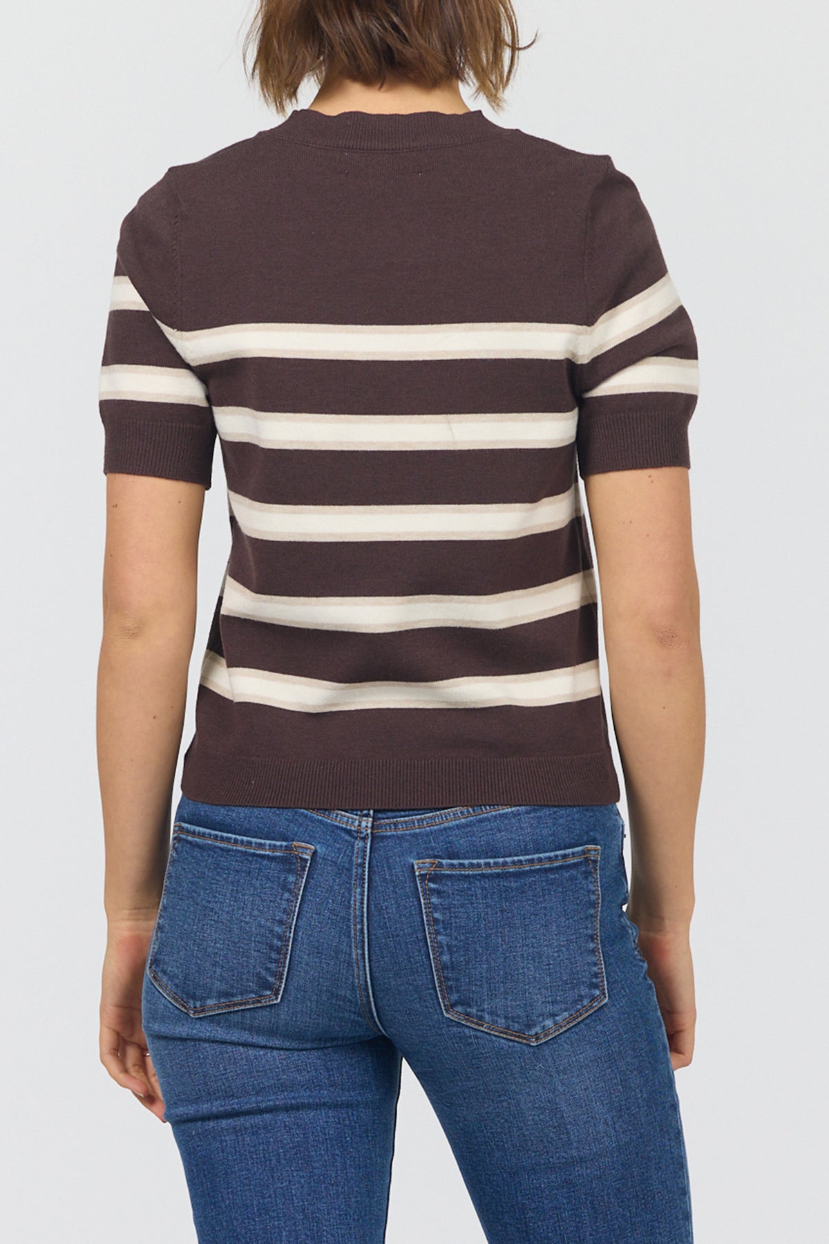 amaris-short-sleeve-relaxed-fit-stripe-sweater-shaved-chocolate — Dear John Denim